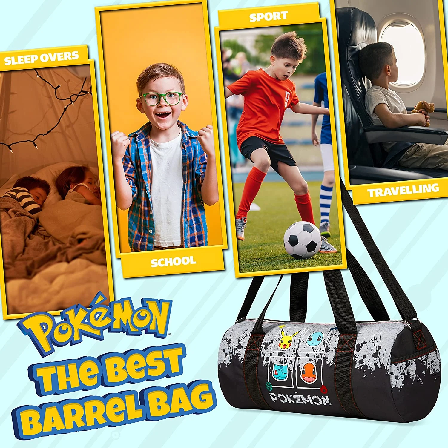 Pokemon Gym Bag for Kids, Pikachu Boys Duffle Bag Large Holdall - Image 5