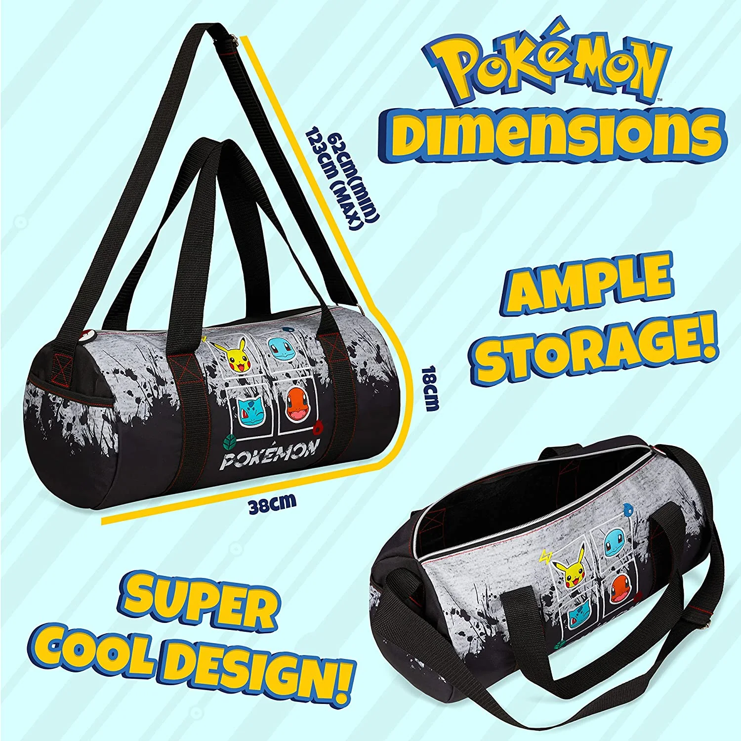 Pokemon Gym Bag for Kids, Pikachu Boys Duffle Bag Large Holdall - Image 7