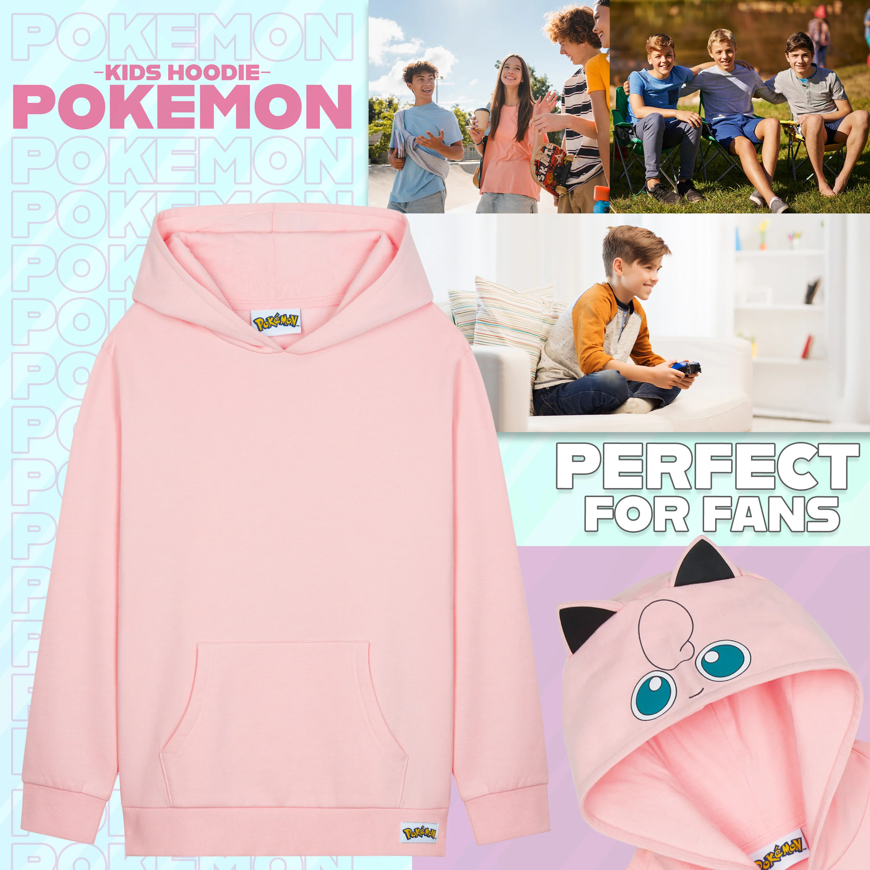 Pokemon Hoodie Boys Teens Hooded Sweatshirt Soft Pikachu Pullover Casual Long Sleeve Jumper Kangaroo Pocket Anime Gifts - Image 2