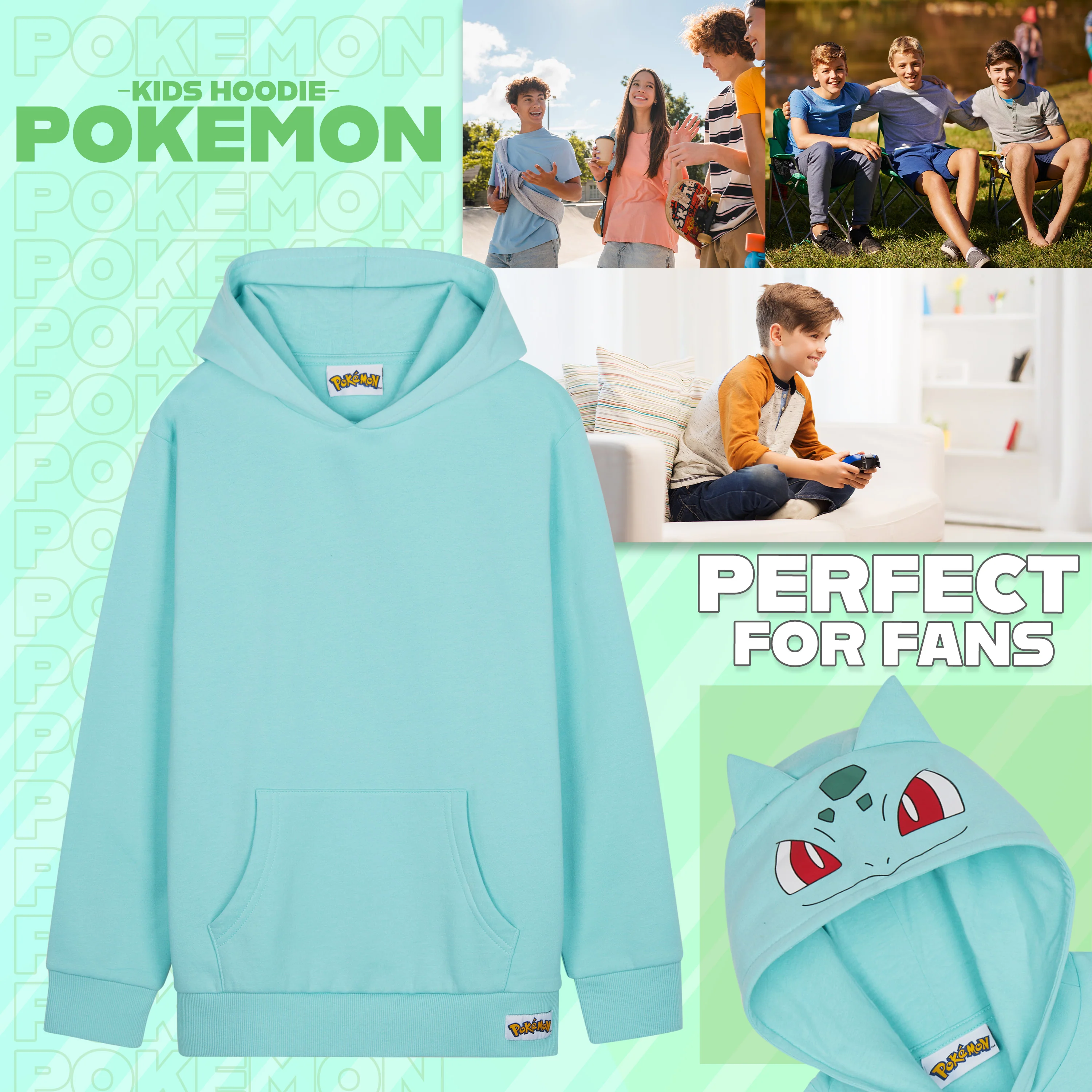 Pokemon Hoodie Boys Teens Hooded Sweatshirt Soft Pikachu Pullover Casual Long Sleeve Jumper Kangaroo Pocket Anime Gifts - Image 2