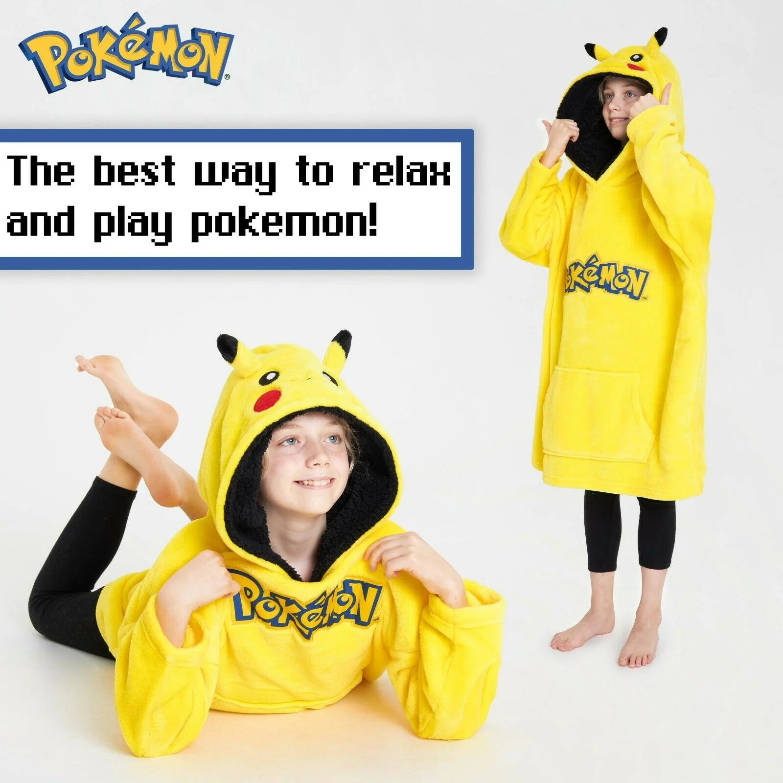 Pokemon Hoodie for Boys, Pikachu Oversized Blanket Hoodie Kids, Fleece Poncho - Image 5
