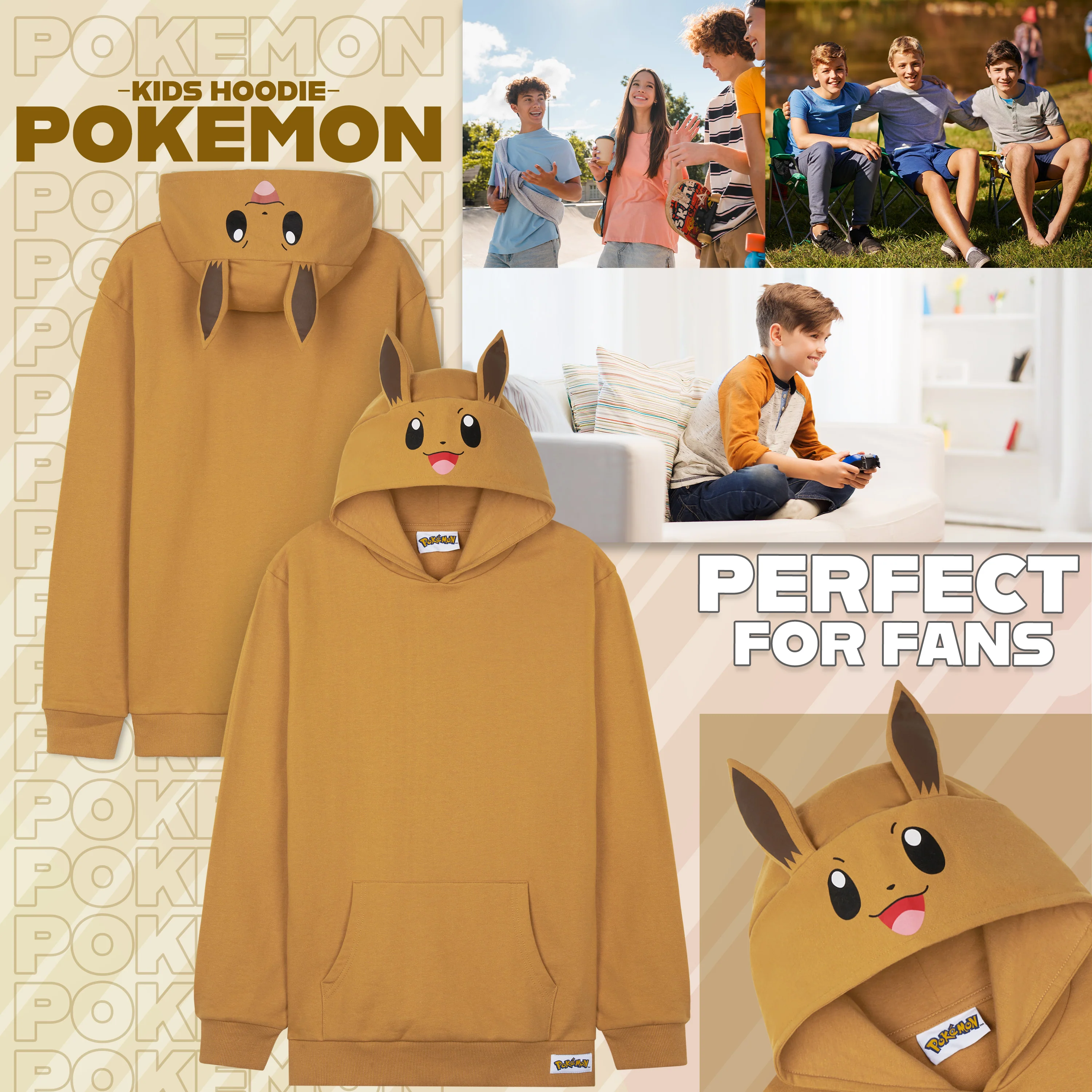 Pokemon Hoodie for Boys Teens, Hooded Sweatshirt, Eevee Pullover Casual - Image 2