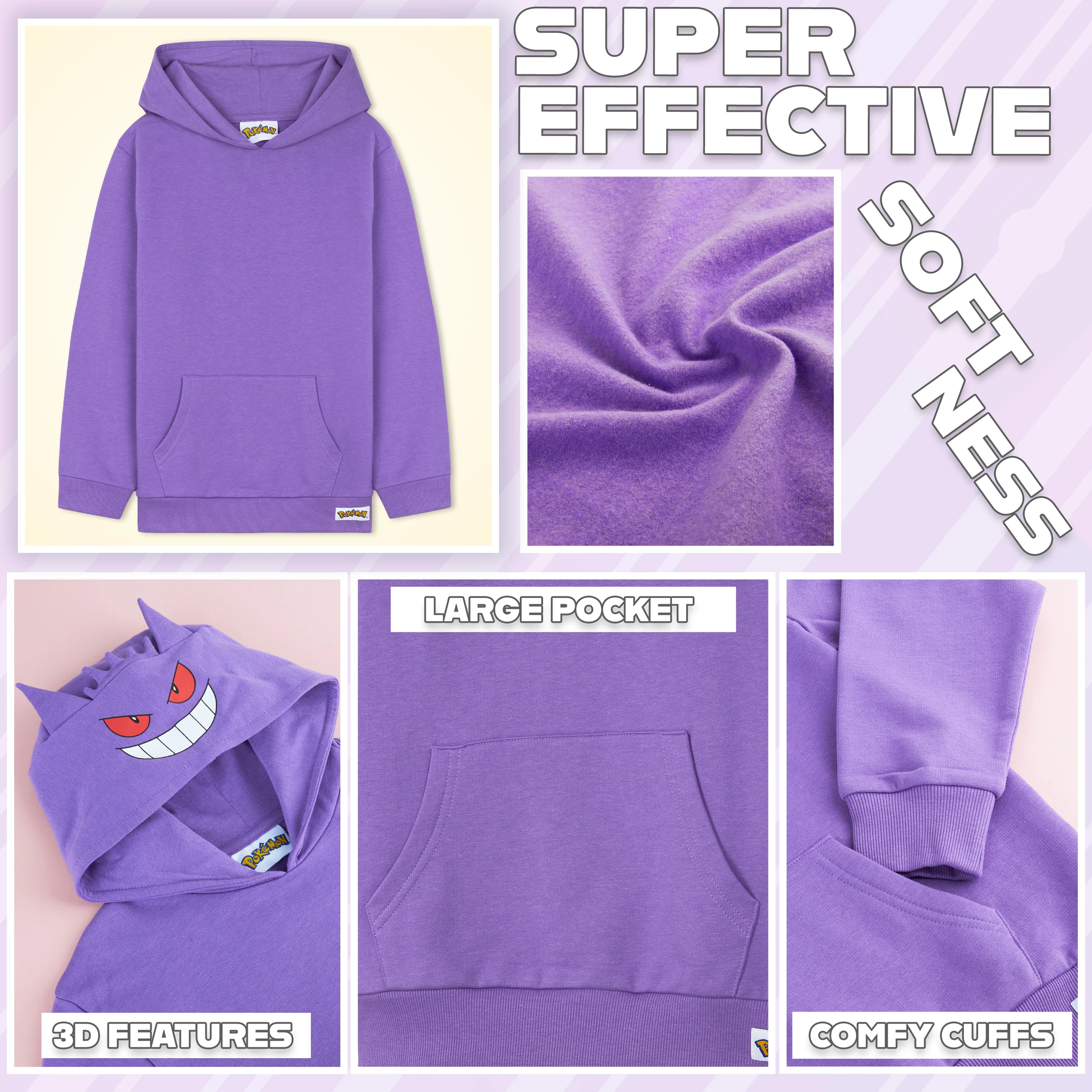 Pokemon Hoodie for Boys Teens, Hooded Sweatshirt, Gengar Pullover Casual - Image 4