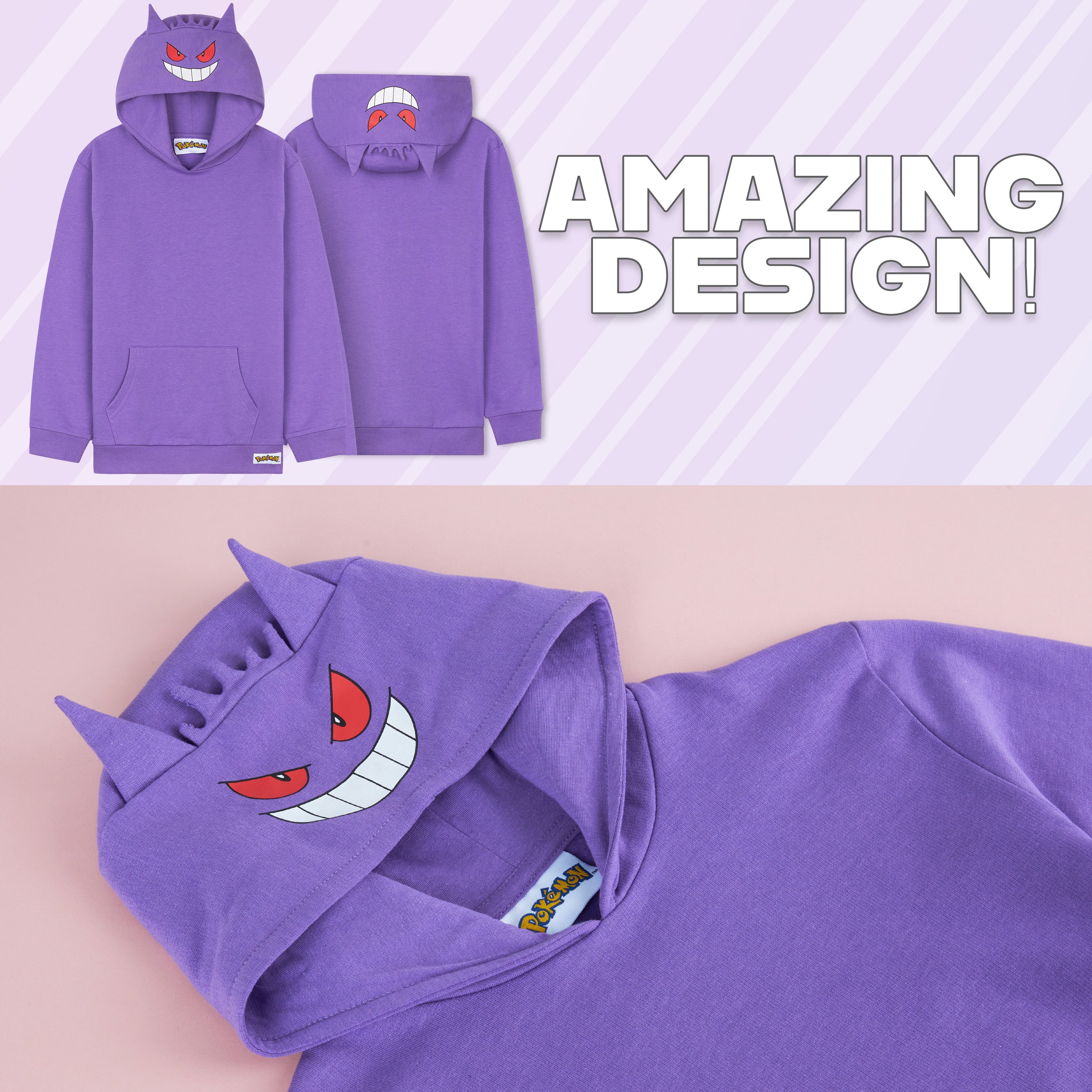 Pokemon Hoodie for Boys Teens, Hooded Sweatshirt, Gengar Pullover Casual - Image 5