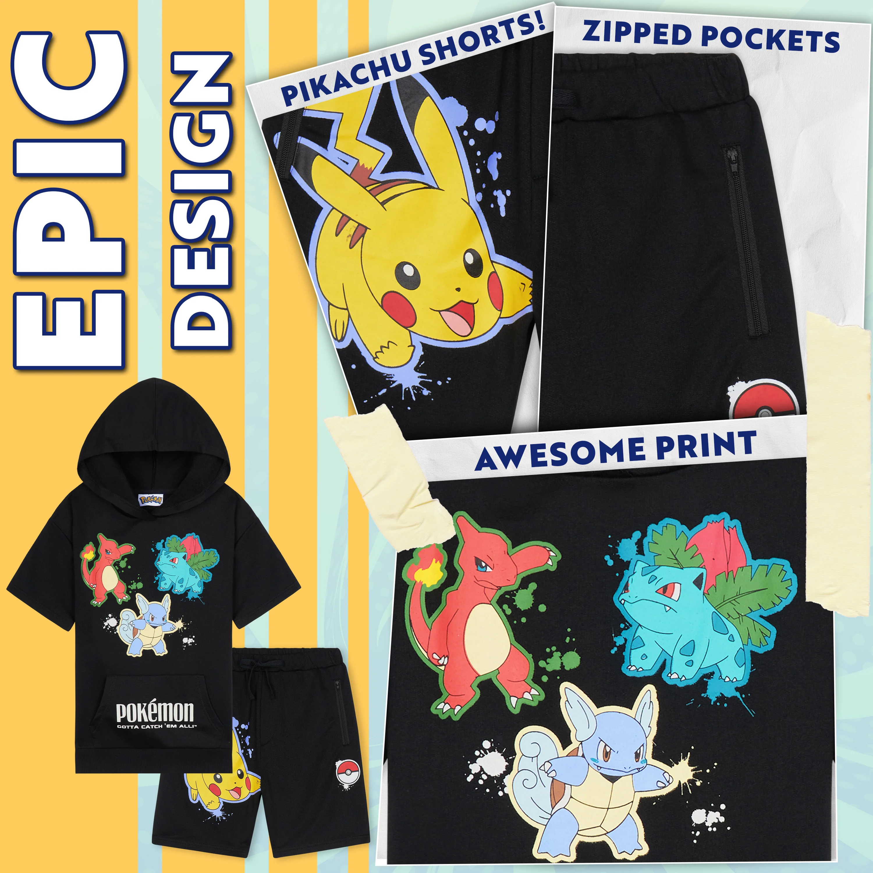 Pokemon Hoodie Shorts Tracksuit Set Boys 2 Pcs - Image 4