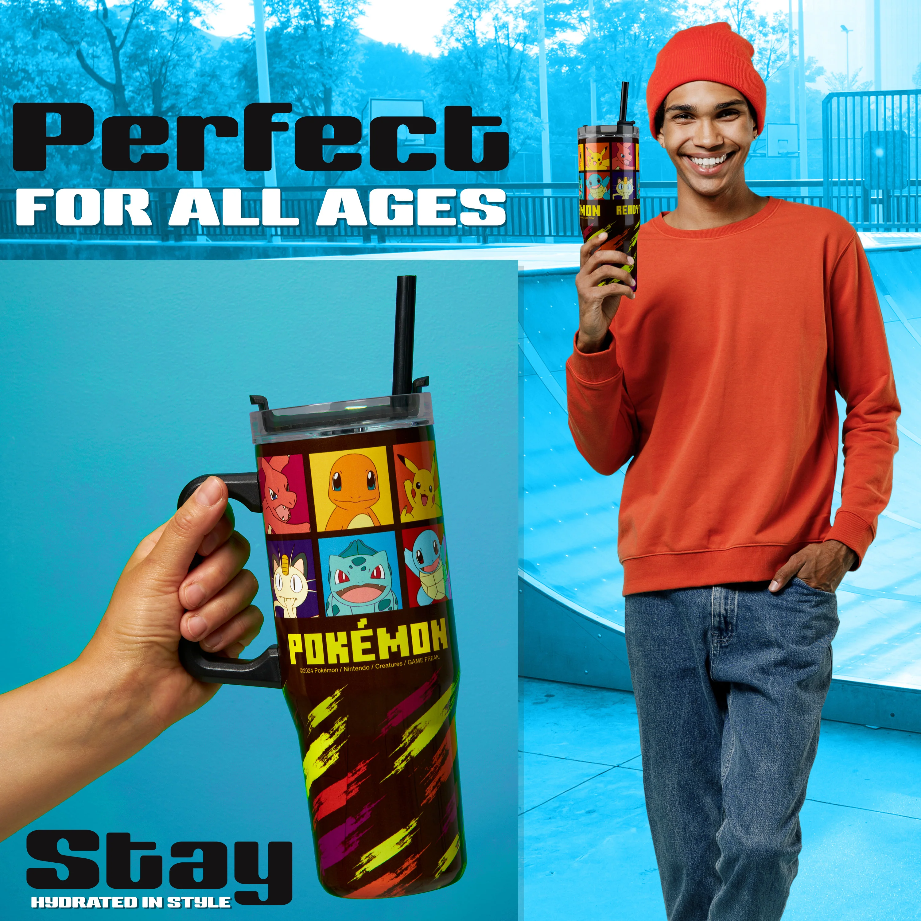 Pokemon Insulated Tumbler with Straw and Lid, Double Walled 940ml - Kids Gifts - Image 4