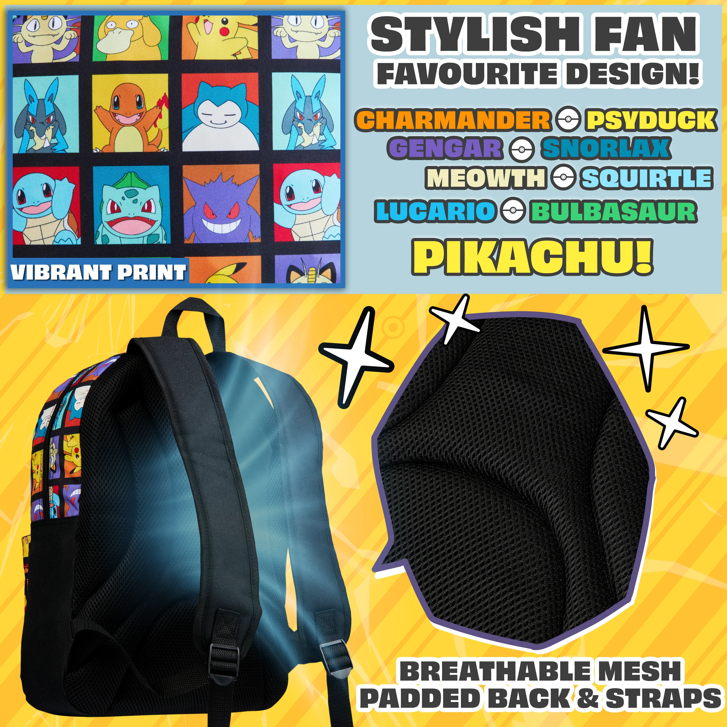 Pokemon Kids Backpack with Water Bottle Pocket for School, Sports, Travel - Anime Gifts - Image 4