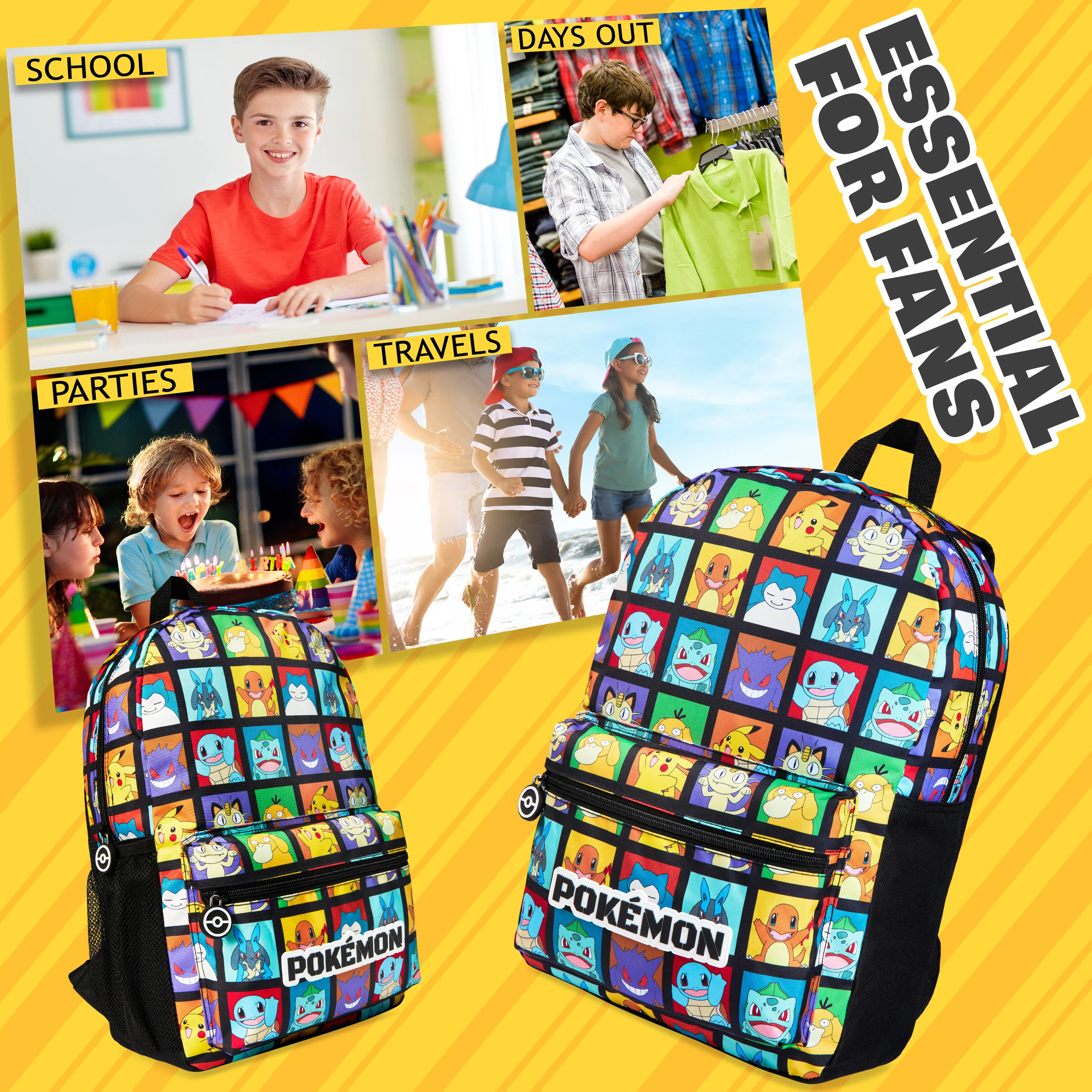 Pokemon Kids Backpack with Water Bottle Pocket for School, Sports, Travel - Anime Gifts - Image 5