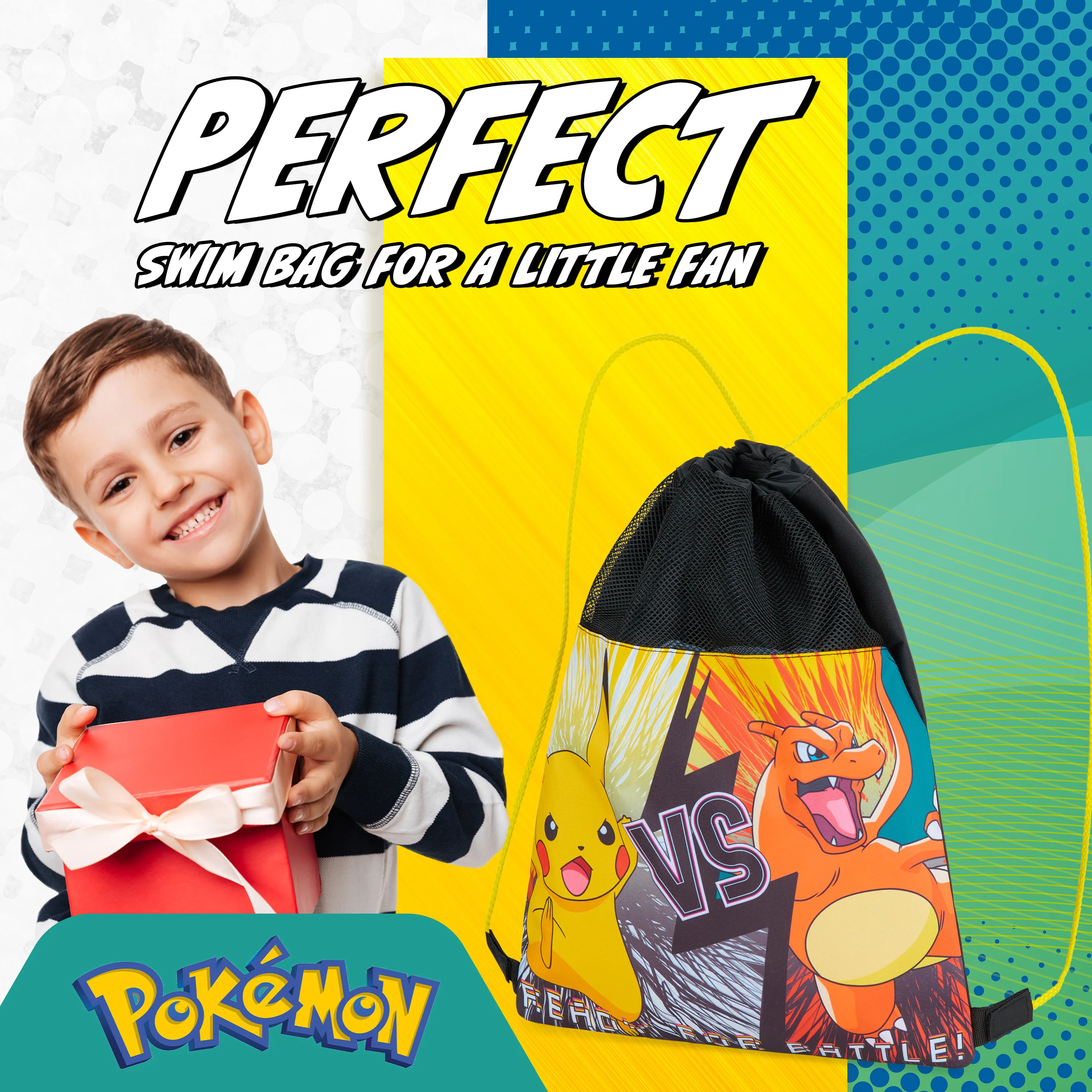 Pokemon Kids Drawstring Bags - Pikachu Swimming Bag, School, Sports, PE Bag - Image 3