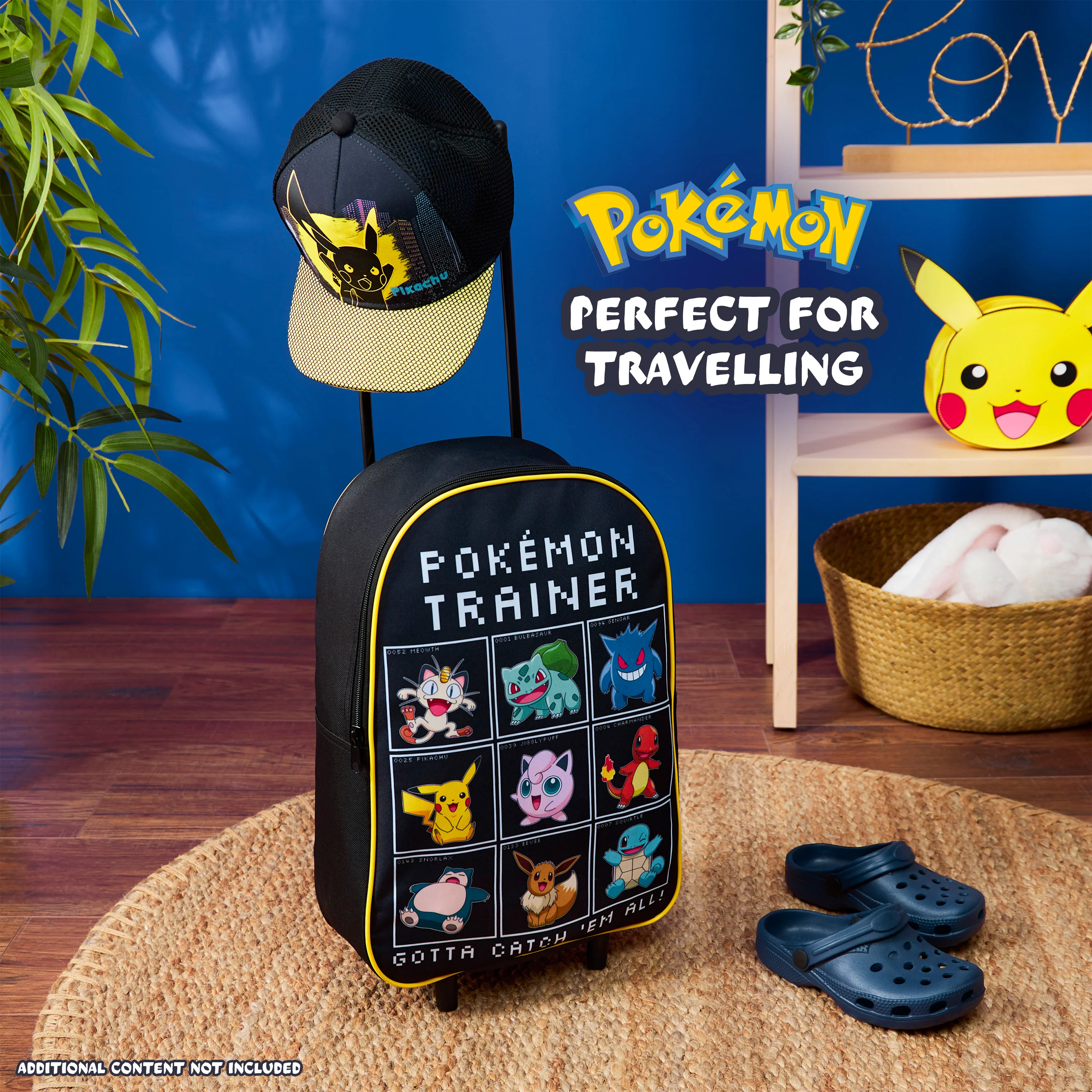 Pokemon Kids Foldable Trolley Suitcase 39 x 27cm, 10.5 litres 2 Wheels (Black/Multi) - Image 2