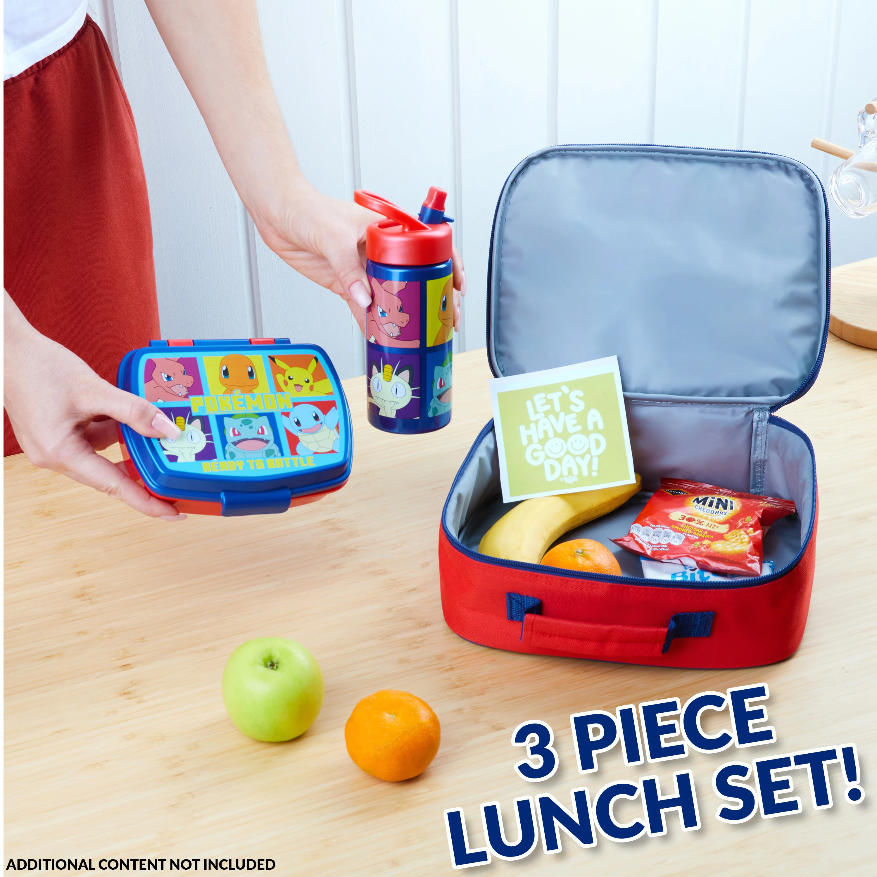 Pokemon Kids Insulated Lunch Bag, Box and Bottle, 3 Piece Set - Anime Gifts (Yellow) - Image 2