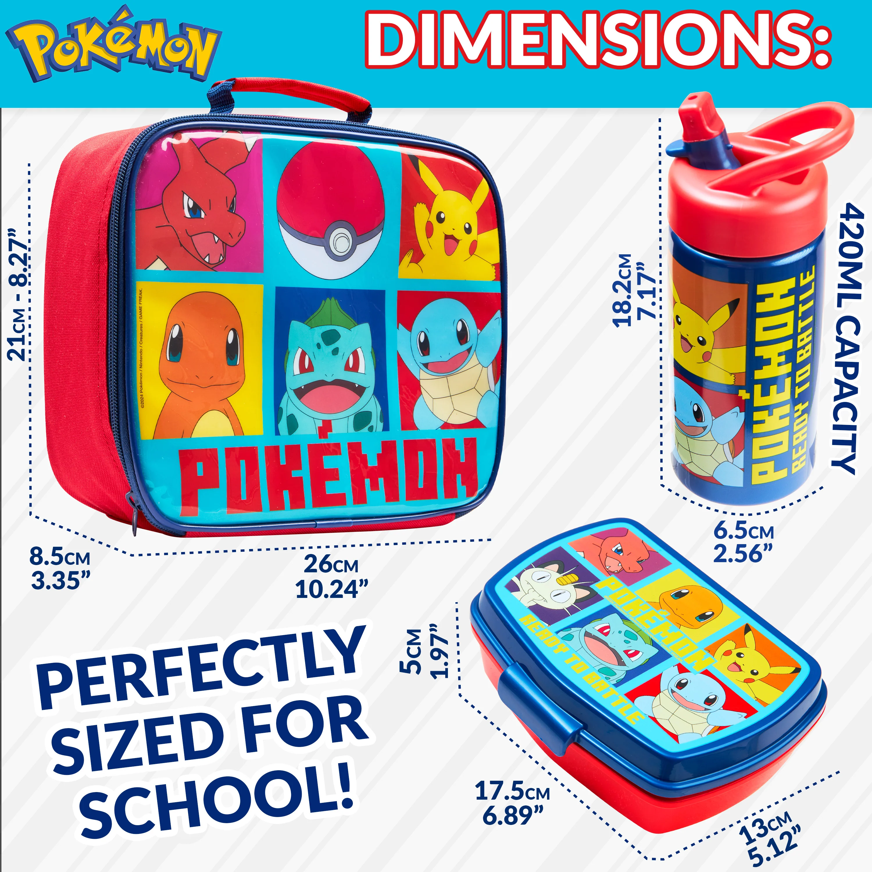 Pokemon Kids Insulated Lunch Bag, Box and Bottle, 3 Piece Set - Anime Gifts (Yellow) - Image 6