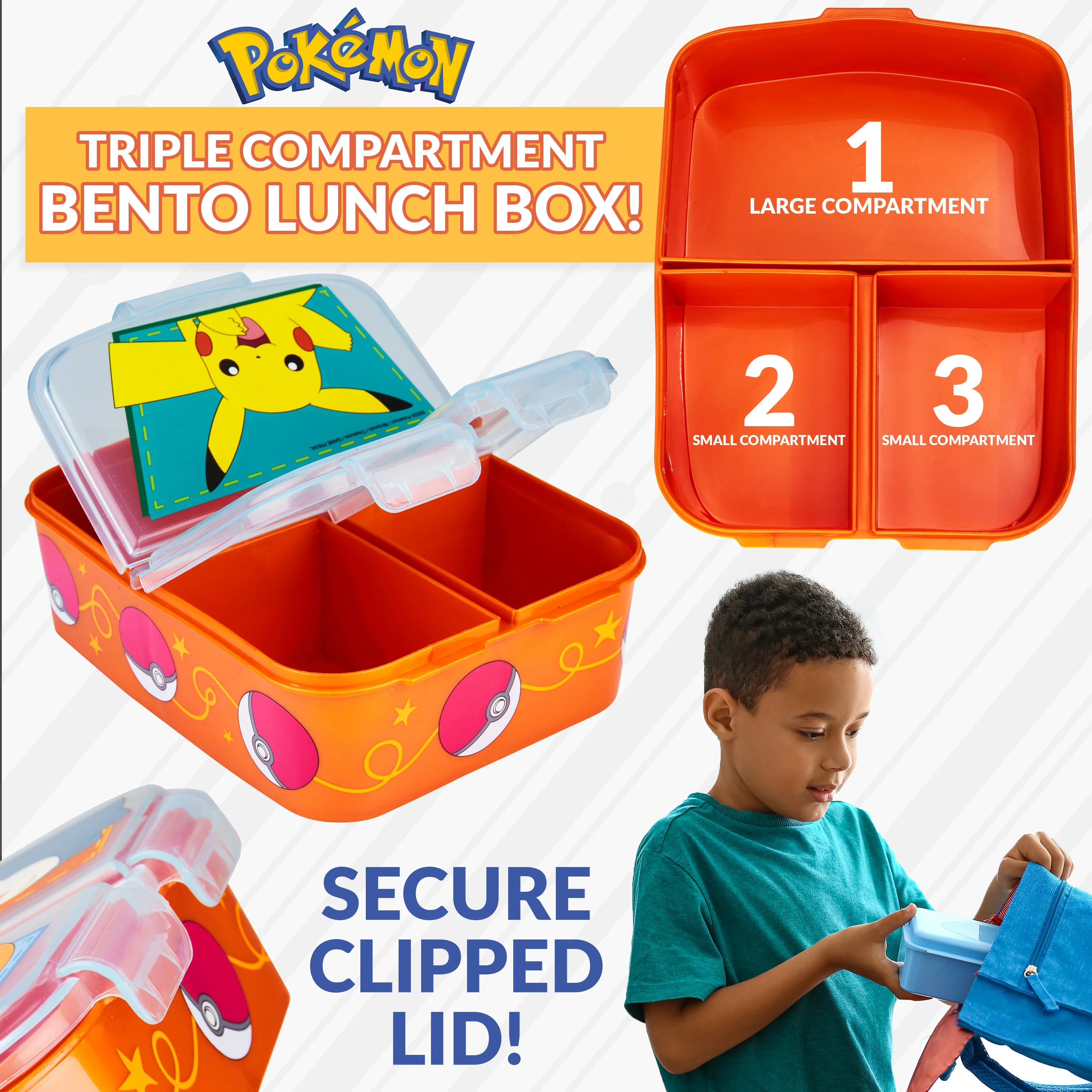 Pokemon Kids Lunchbox with Compartments and Water Bottle for School or Day Trips - Image 3