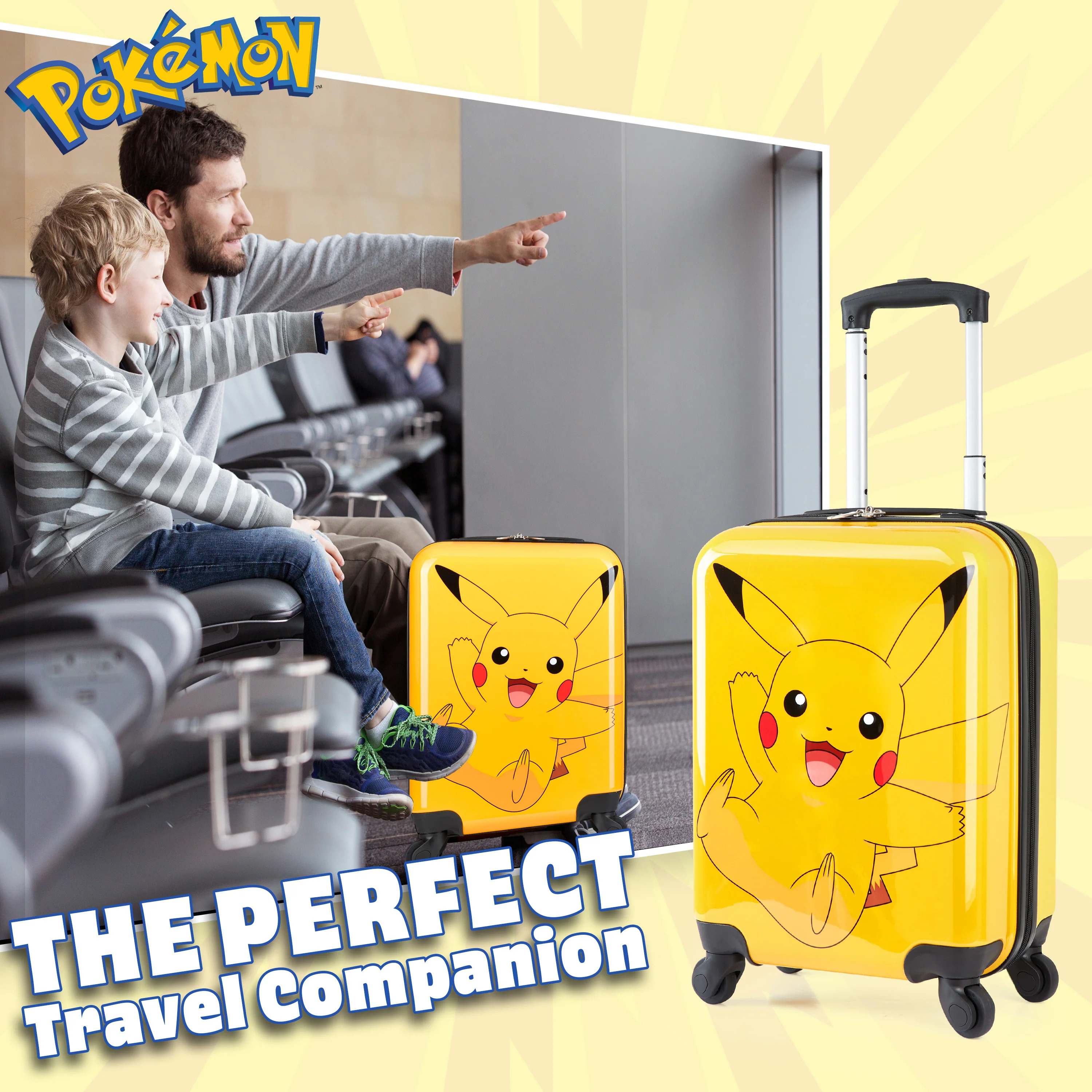 Pokemon Kids Suitcase with Wheels Carry On Travel Bag with Handle - Image 3