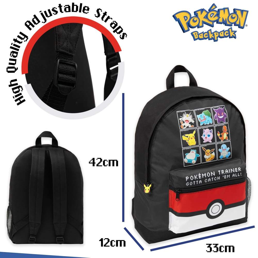 Pokemon Large Backpack for Boys and Girls Trainer Rucksack Kids Pikachu Cards Travel Bag - Image 4