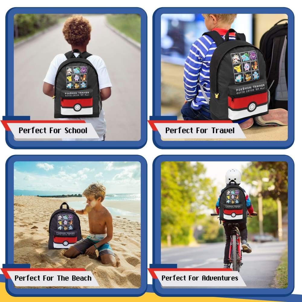 Pokemon Large Backpack for Boys and Girls Trainer Rucksack Kids Pikachu Cards Travel Bag - Image 7