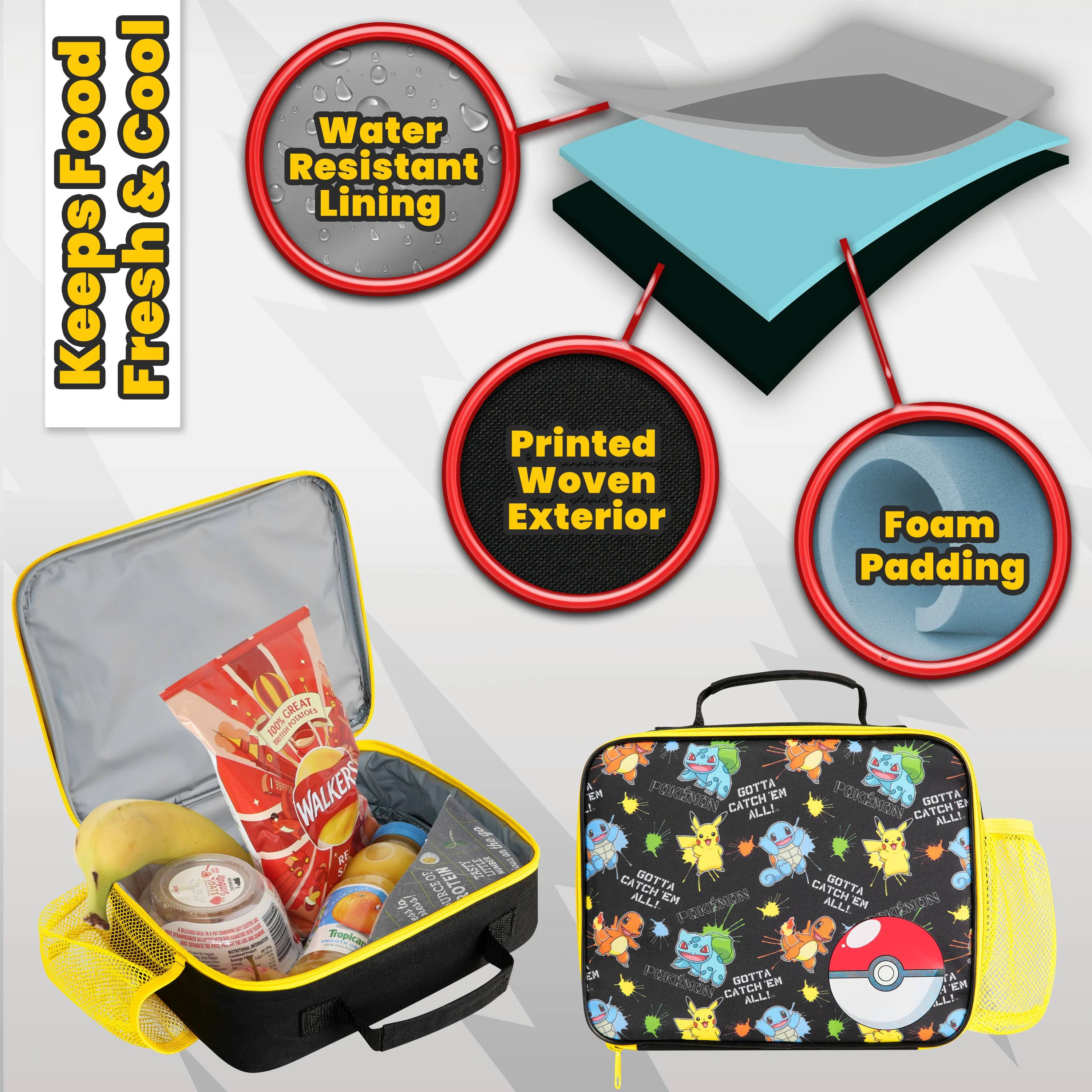 Pokemon Lunch Box Kids, Insulated Lunch Bag for School (Multi) - Image 3