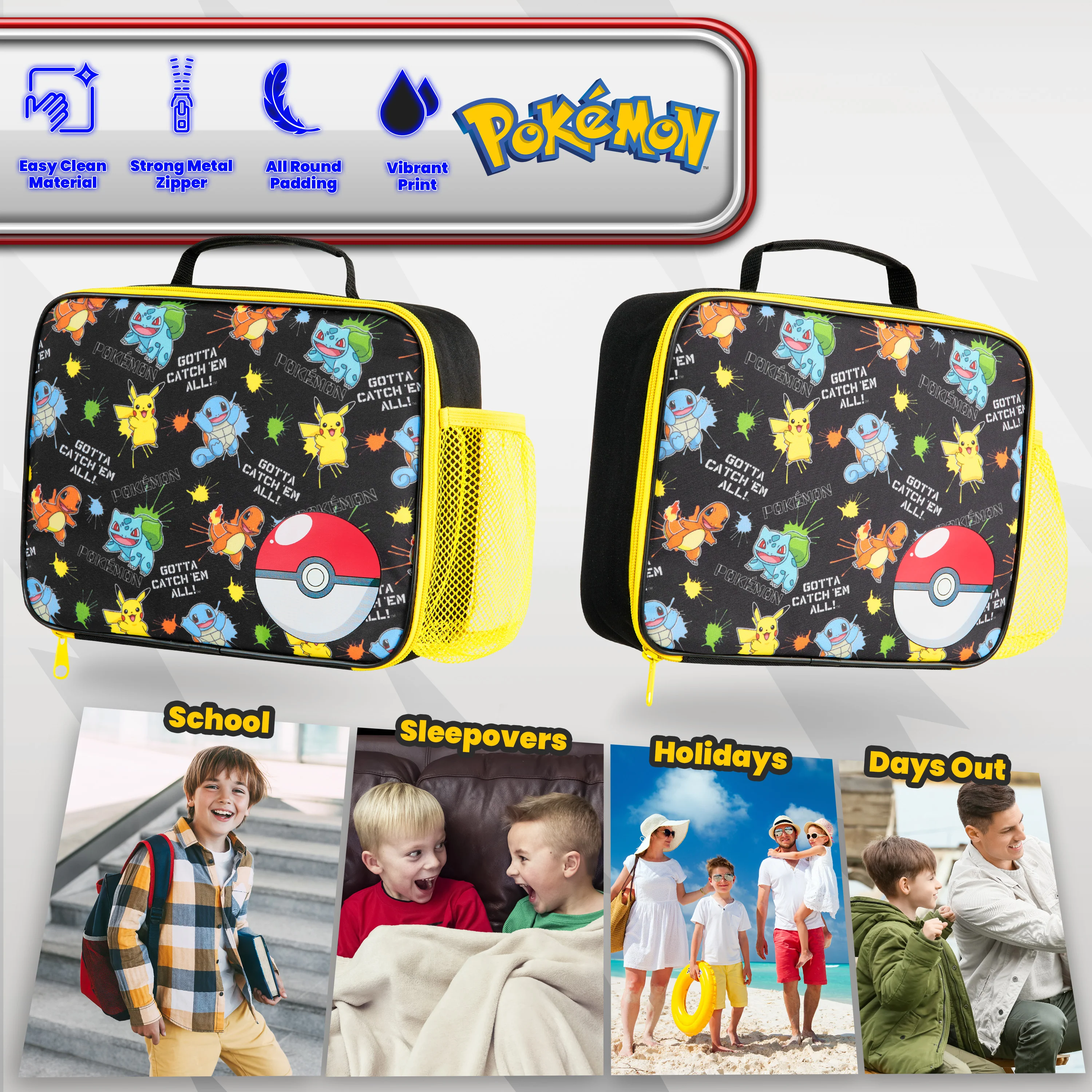 Pokemon Lunch Box Kids, Insulated Lunch Bag for School (Multi) - Image 5