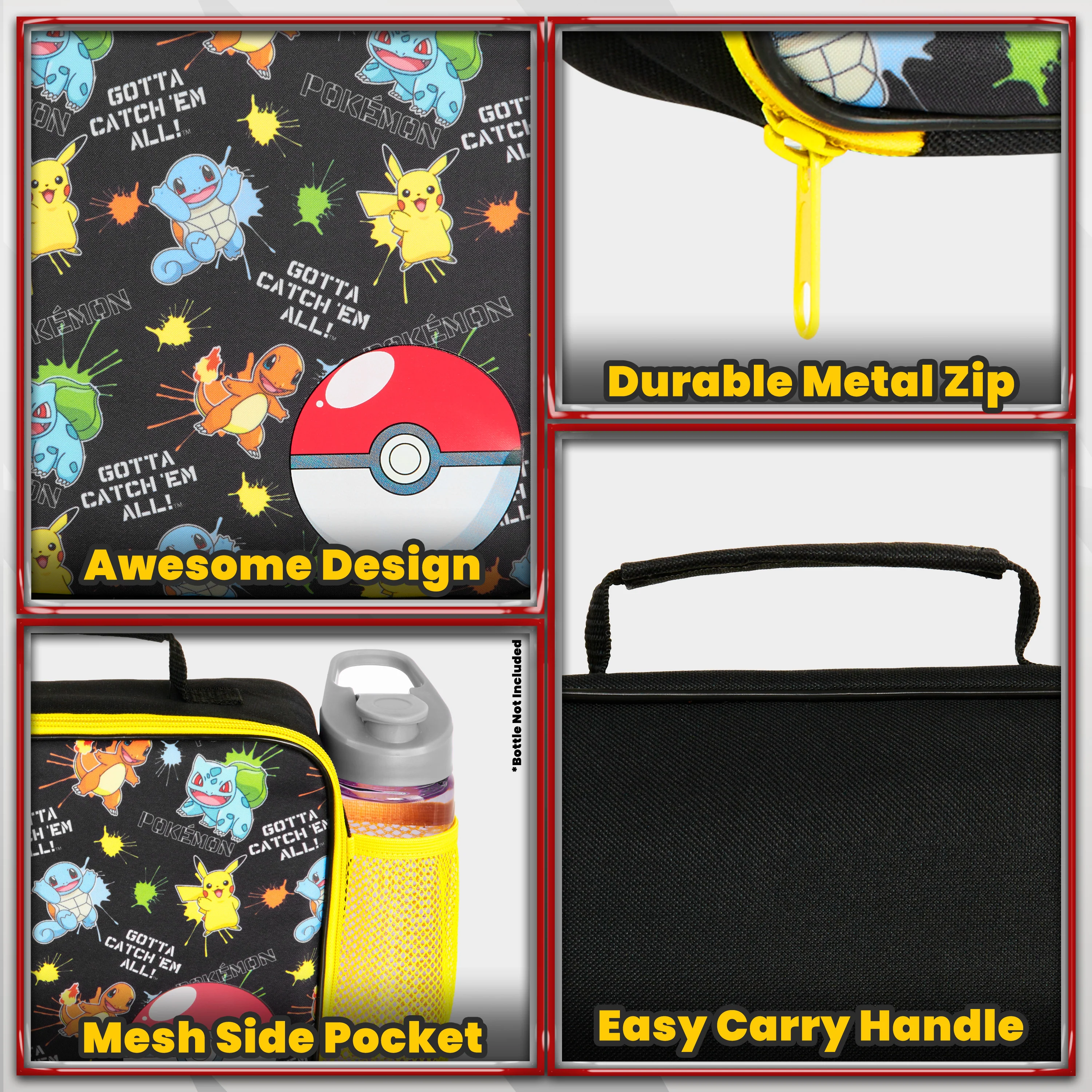 Pokemon Lunch Box Kids, Insulated Lunch Bag for School (Multi) - Image 6