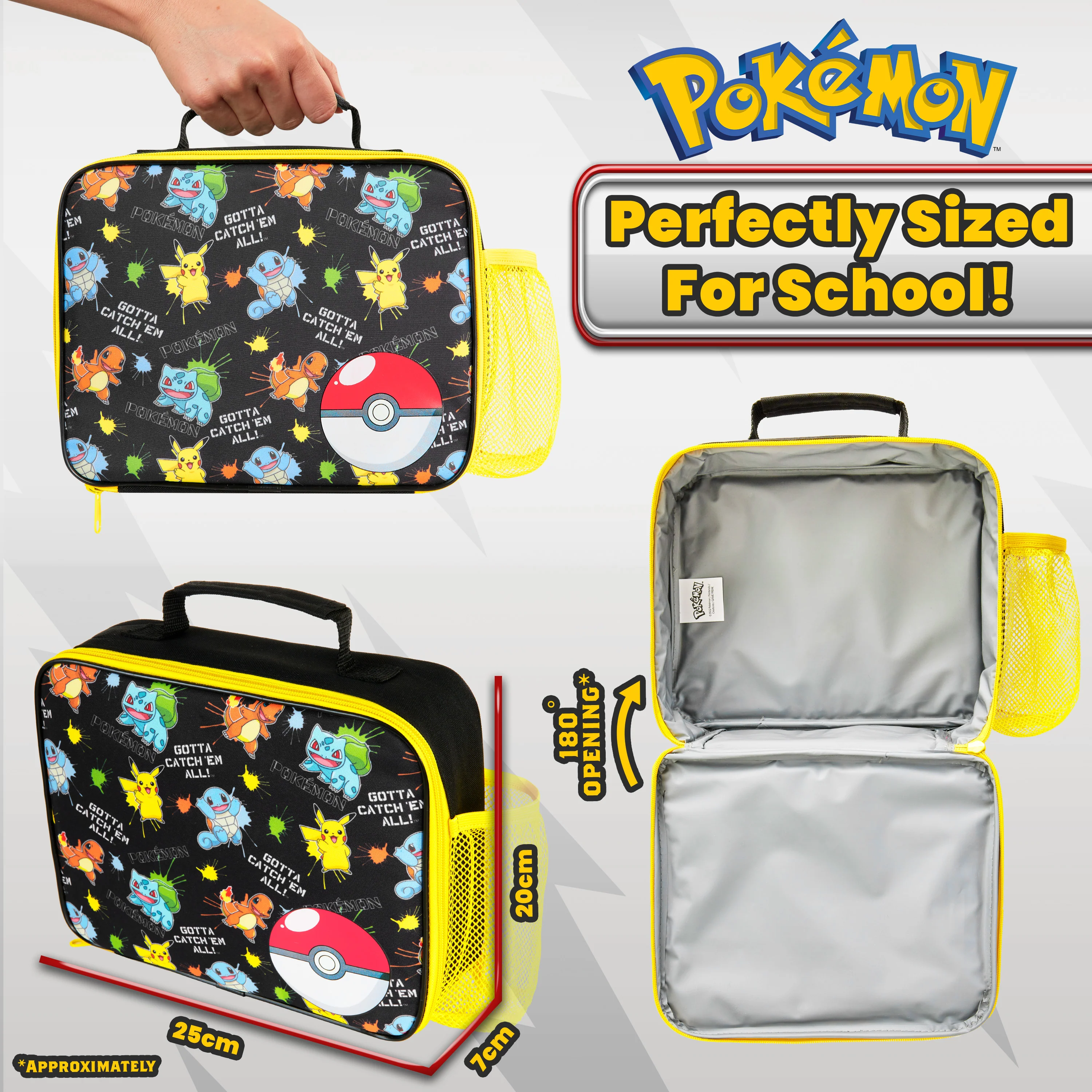 Pokemon Lunch Box Kids, Insulated Lunch Bag for School (Multi) - Image 7