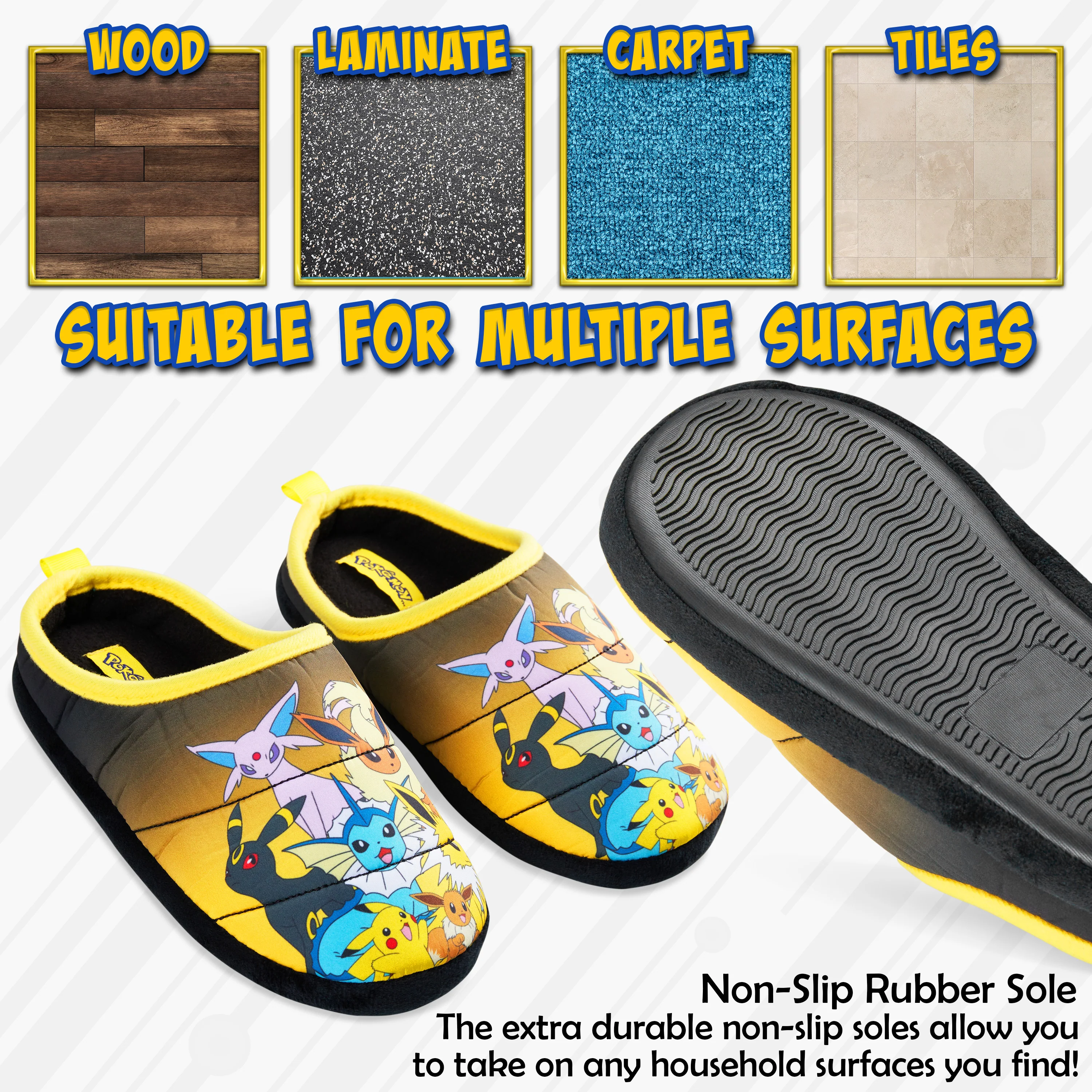 Pokemon Mens Slippers, Cosy Slip-On House Shoes with Non-Slip Sole - Gifts for Men - Image 4