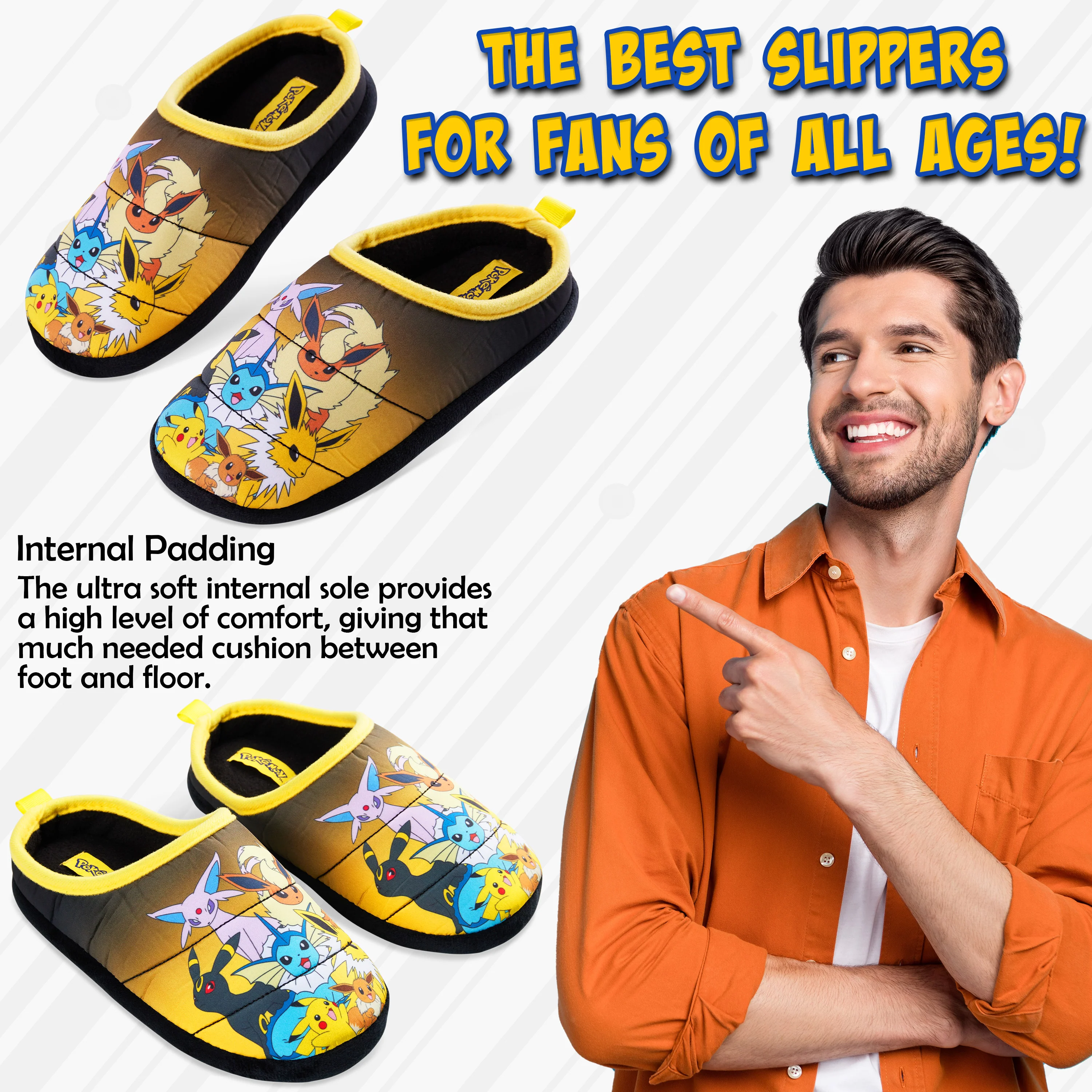 Pokemon Mens Slippers, Cosy Slip-On House Shoes with Non-Slip Sole - Gifts for Men - Image 5