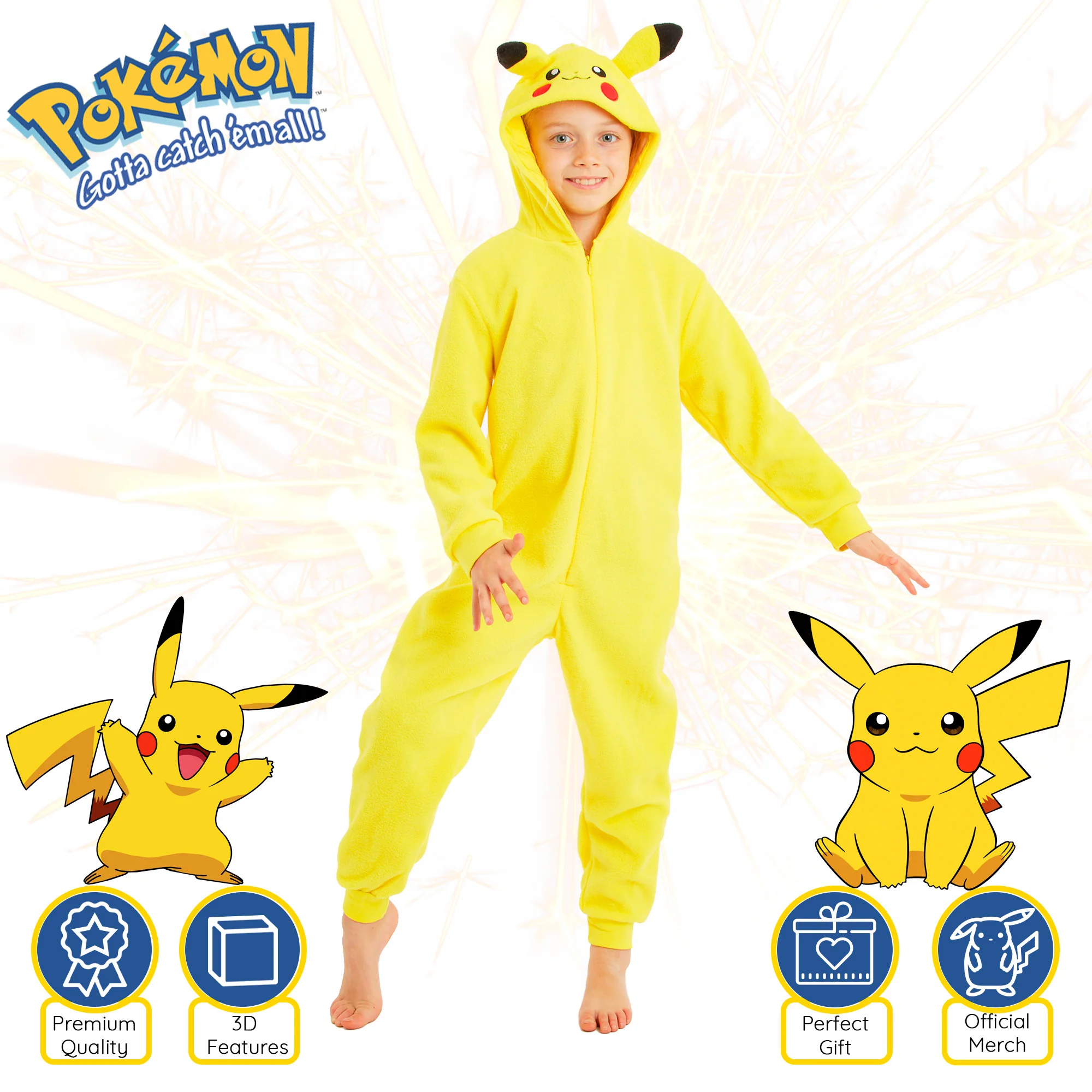 Pokemon Pikachu Onesies for Boys and Girls One Piece Kids Sleepsuit Jumpsuits Teenagers - Image 3