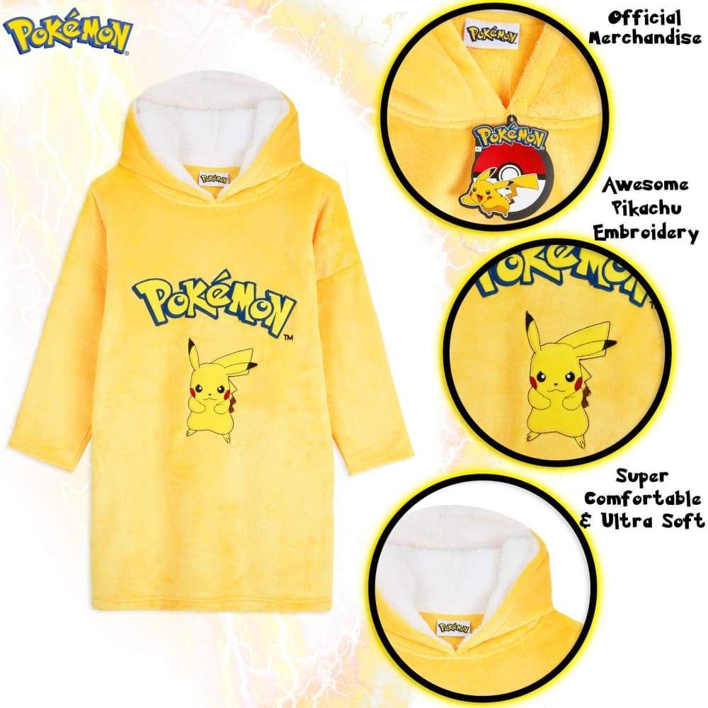 Pokemon Pikachu Oversized Blanket Hoodie for Boys Girls - Image 3