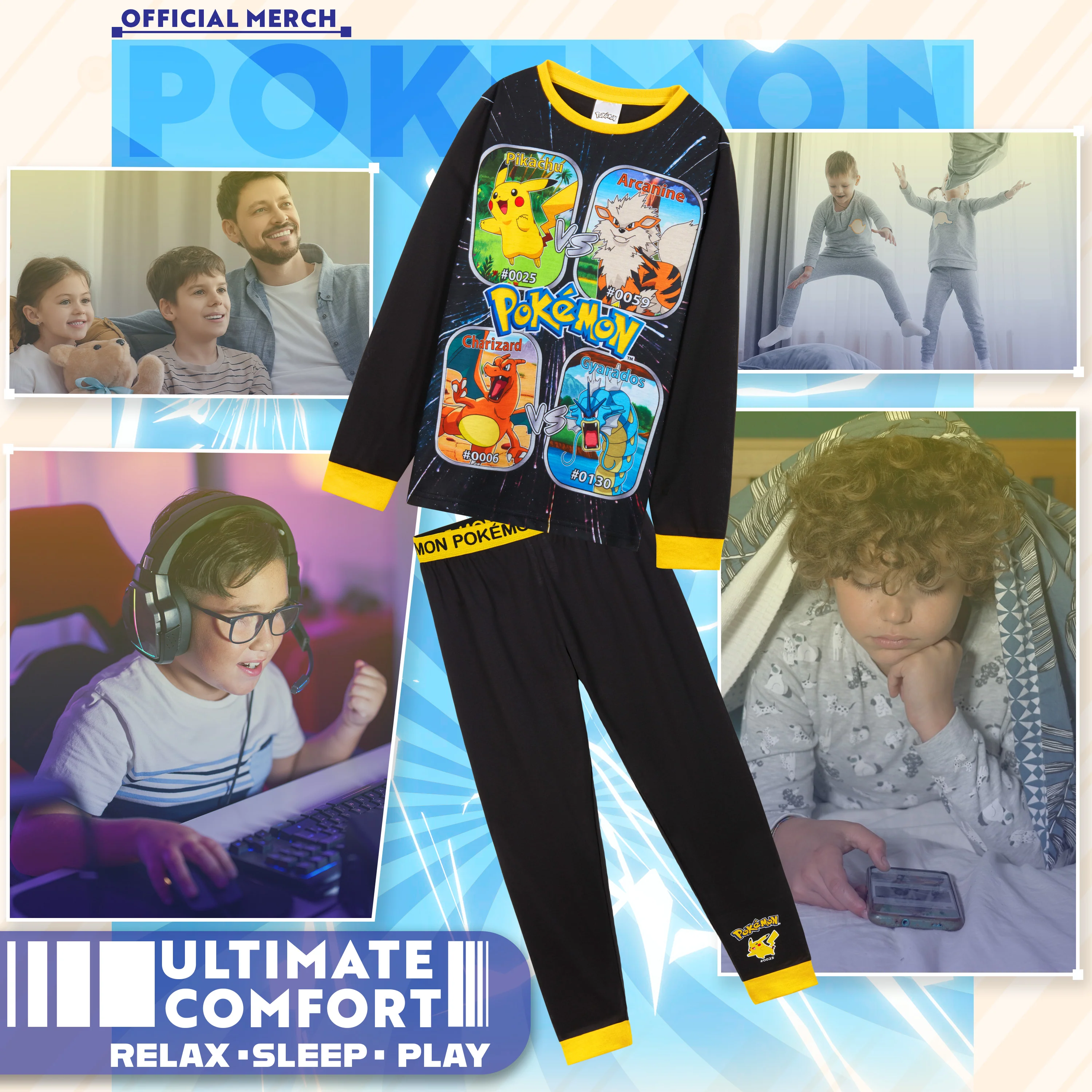 Pokemon Pyjamas for Boys & Teenagers Long PJs Set Soft Breathable Pikachu Nightwear Loungewear Comfy Jammies Sleepwear Anime Gifts for Boys - Image 3