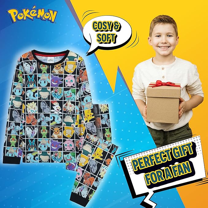 Pokemon Pyjamas for Boys & Teenagers Long PJs Set Soft Breathable Nightwear - Image 3