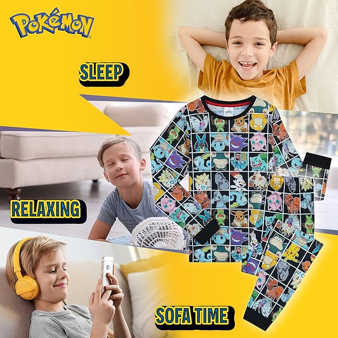 Pokemon Pyjamas for Boys & Teenagers Long PJs Set Soft Breathable Nightwear - Image 4