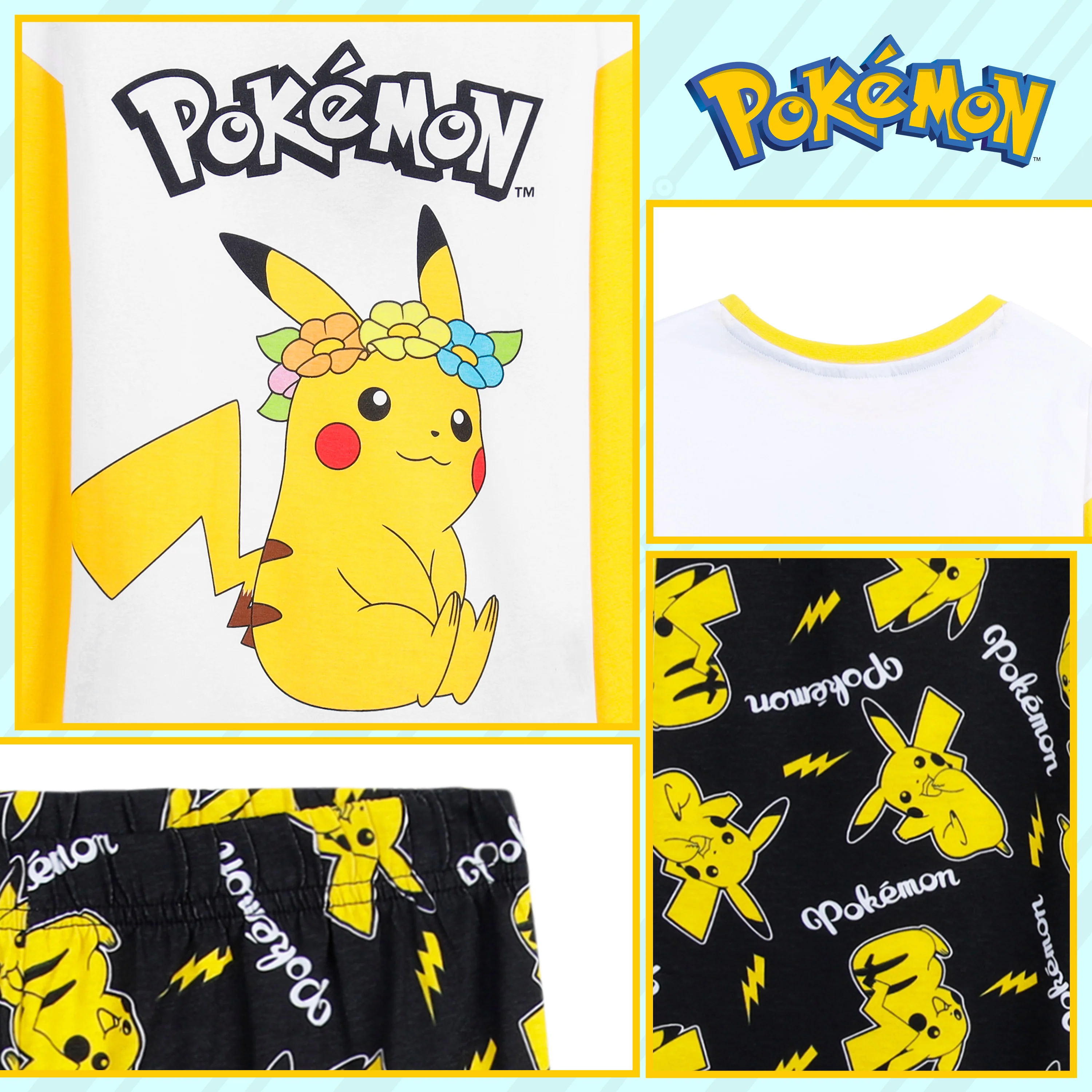 Pokemon Pyjamas for Girls, Pikachu Loungewear Set - Image 6