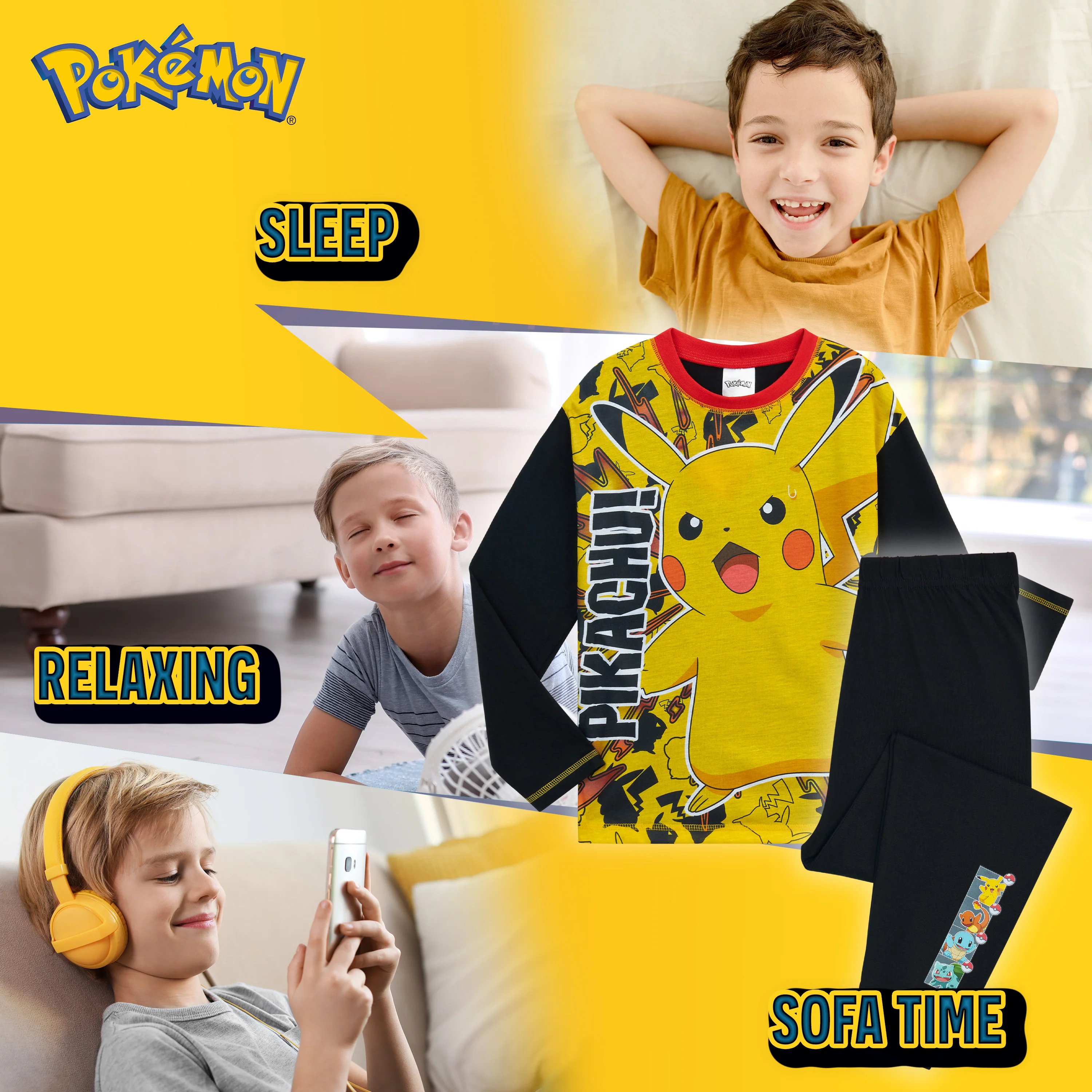 Pokemon Pyjamas for Kids - Pikachu Long Sleeve Pyjamas Set for Boys - Image 5