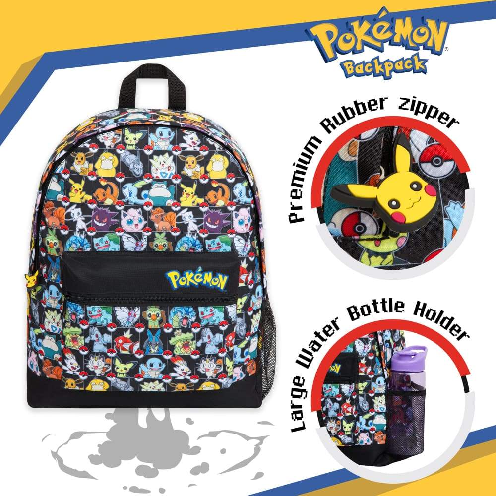 Pokemon Backpack Kids School Bag Boys Girls Teens Pikachu Pokeball - Image 3