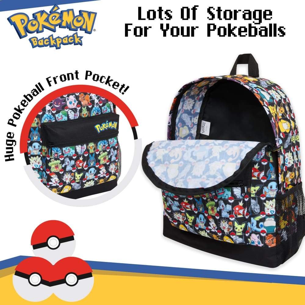 Pokemon Backpack Kids School Bag Boys Girls Teens Pikachu Pokeball - Image 4