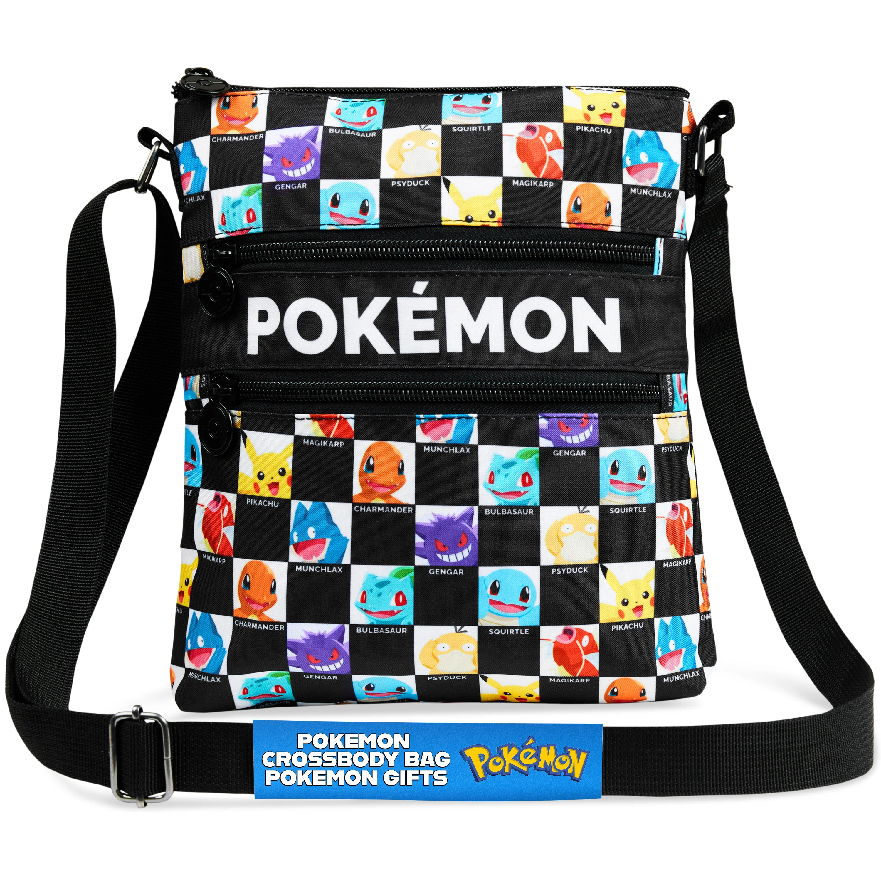 Pokemon Shoulder Bag for Kids & Teens Anime Cross Body Bag Pikachu Gengar Small Bag for Shopping Travel Holiday School for Phone Wallet Gifts for Kids