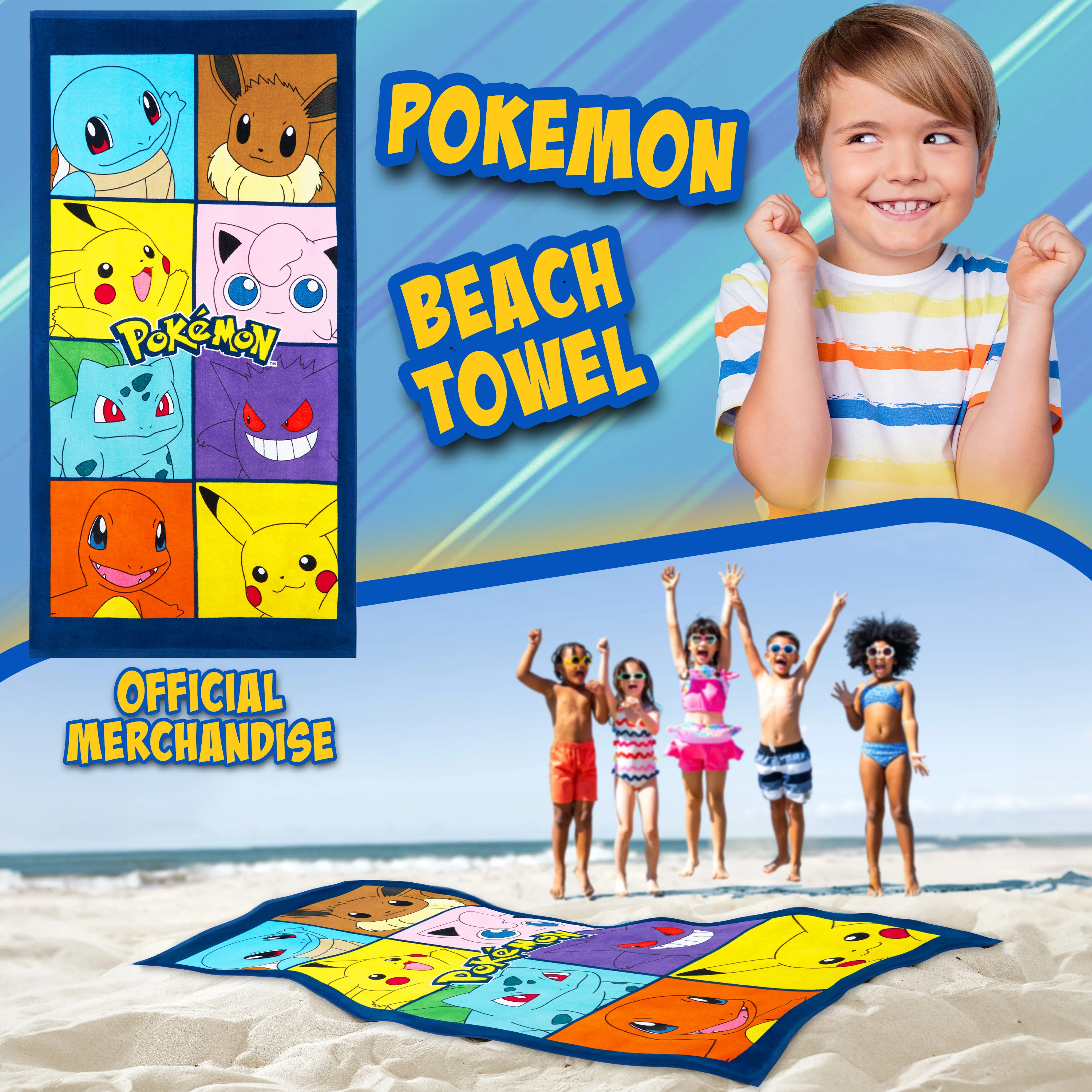 Pokemon Towel Kids Teens Super Soft Absorbent Anime Bath Shower Swimming Beach Towel 100% Cotton Pikachu Gengar Eeevee Holiday Essentials 140x70cm - Image 2
