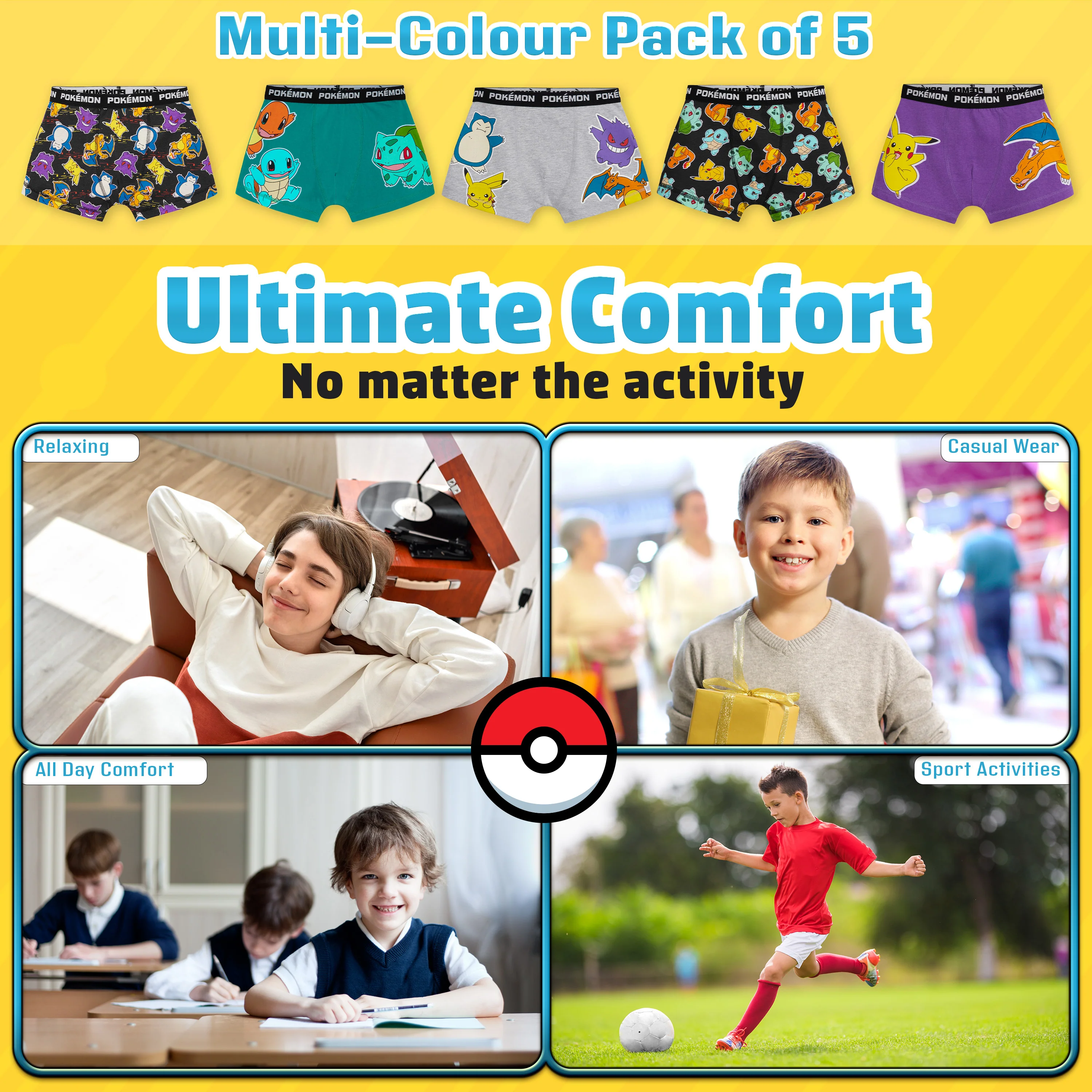 Pokemon Underwear for Boys and Teenagers - Pack of 5 - Image 5