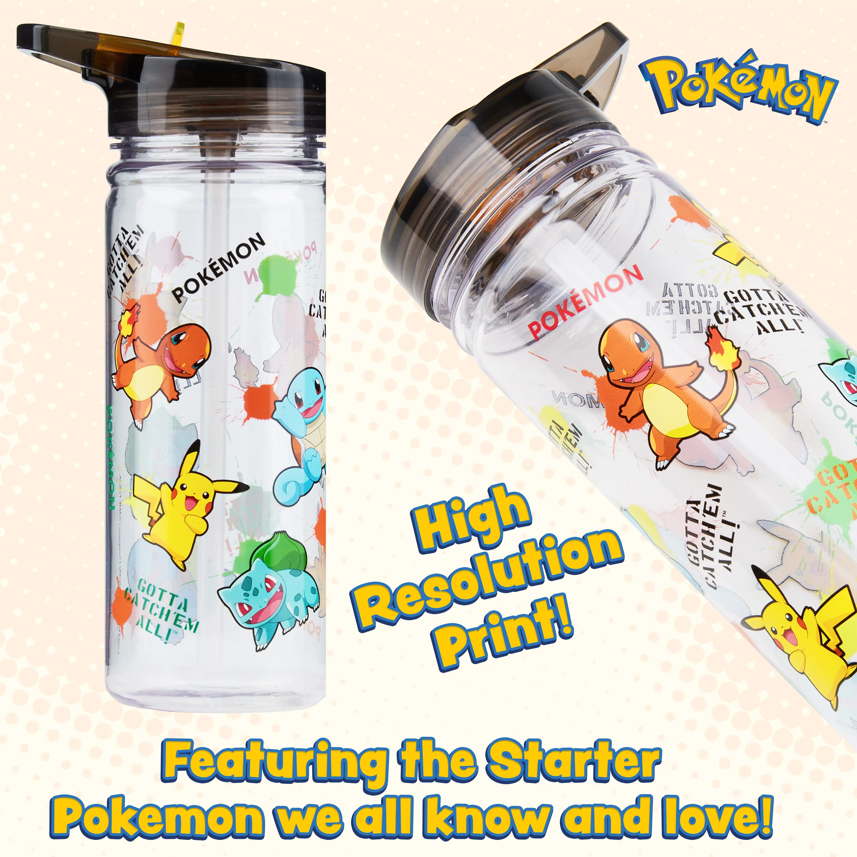 Pokemon Water Bottle with Straw, 580ml Plastic Kids Travel Drink Bottle - Image 4