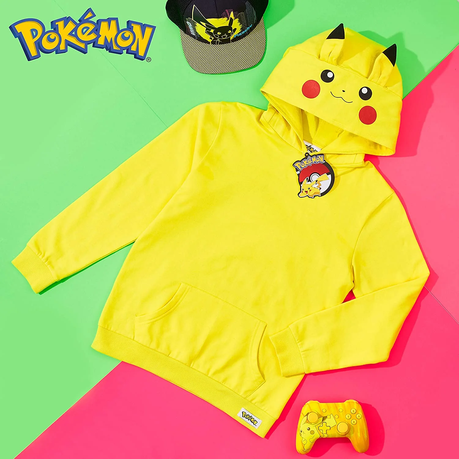 Pokémon Yellow Hoodie Kids, Pikachu Sweatshirt Cotton with 3D Ears Boys Teens - Image 5