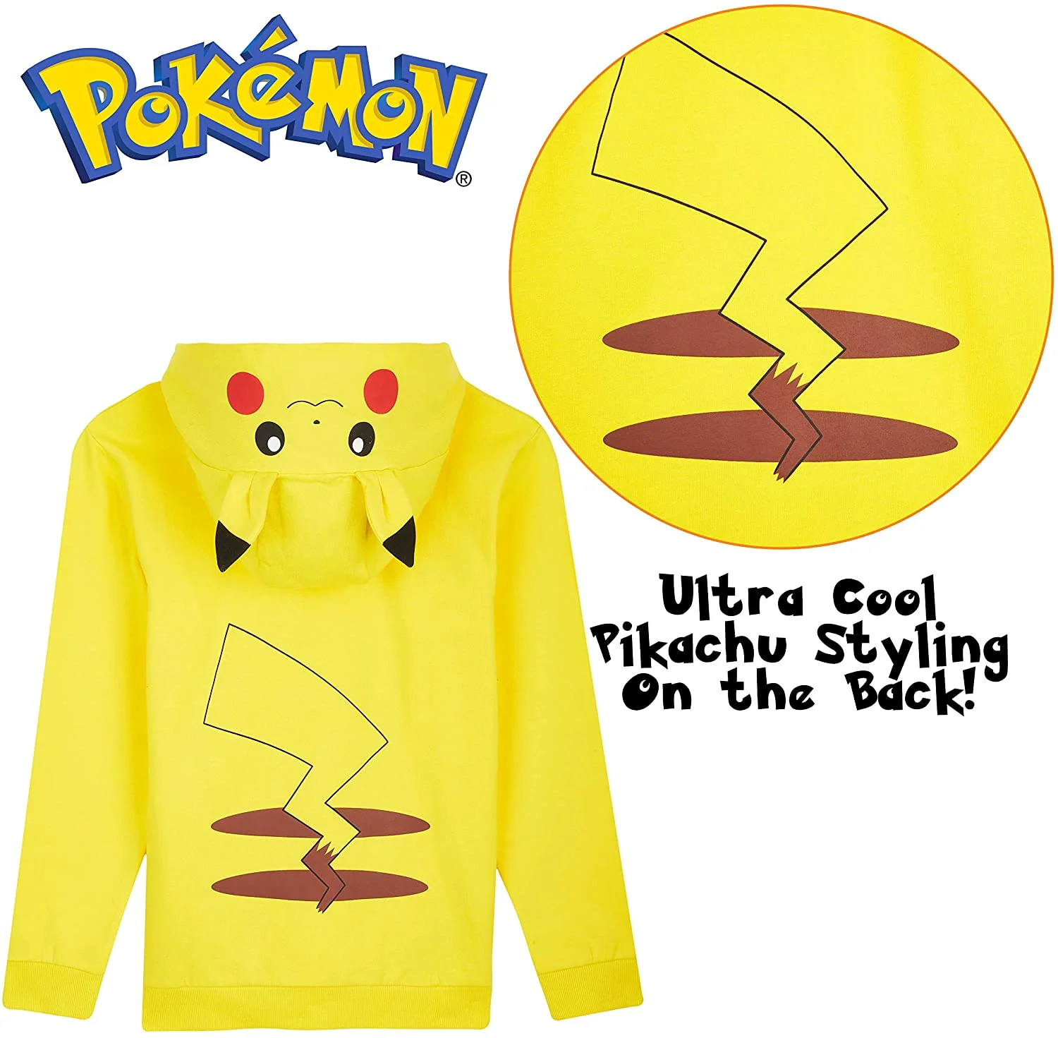 Pokémon Yellow Hoodie Kids, Pikachu Sweatshirt Cotton with 3D Ears Boys Teens - Image 6