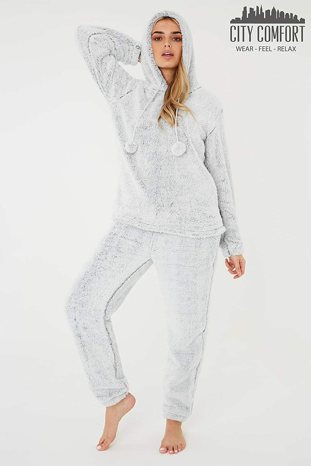 CityComfort Pyjamas Set for Women and Teens Fleece Hooded Long PJs Warm Loungewear Fluffy Nightwear Soft Cosy Sleepwear Gifts for Her - Image 3