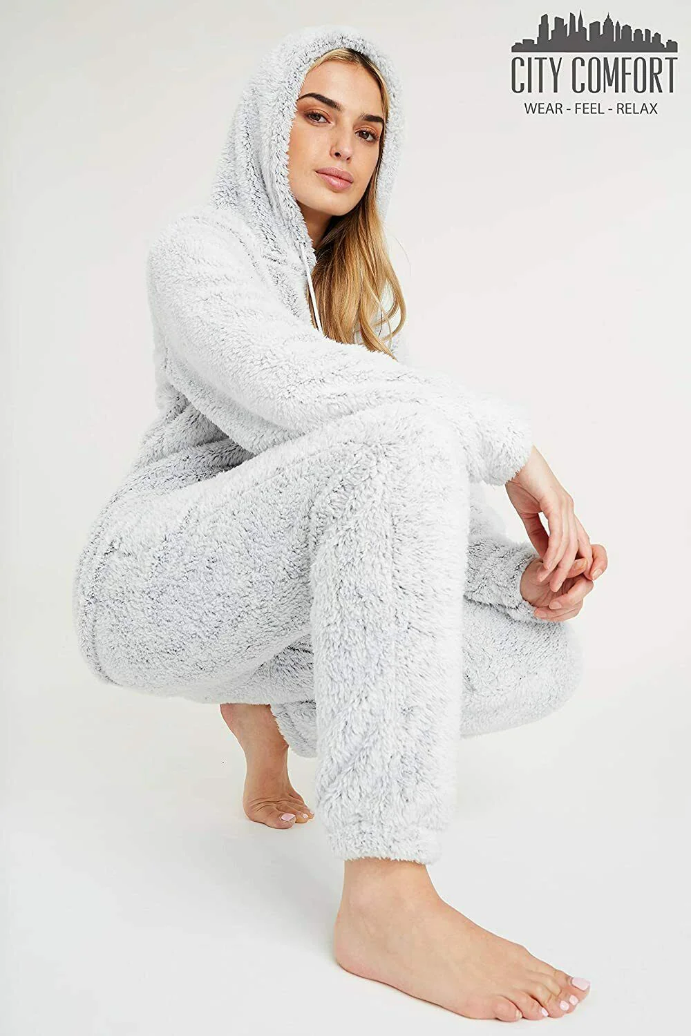 CityComfort Pyjamas Set for Women and Teens Fleece Hooded Long PJs Warm Loungewear Fluffy Nightwear Soft Cosy Sleepwear Gifts for Her - Image 4