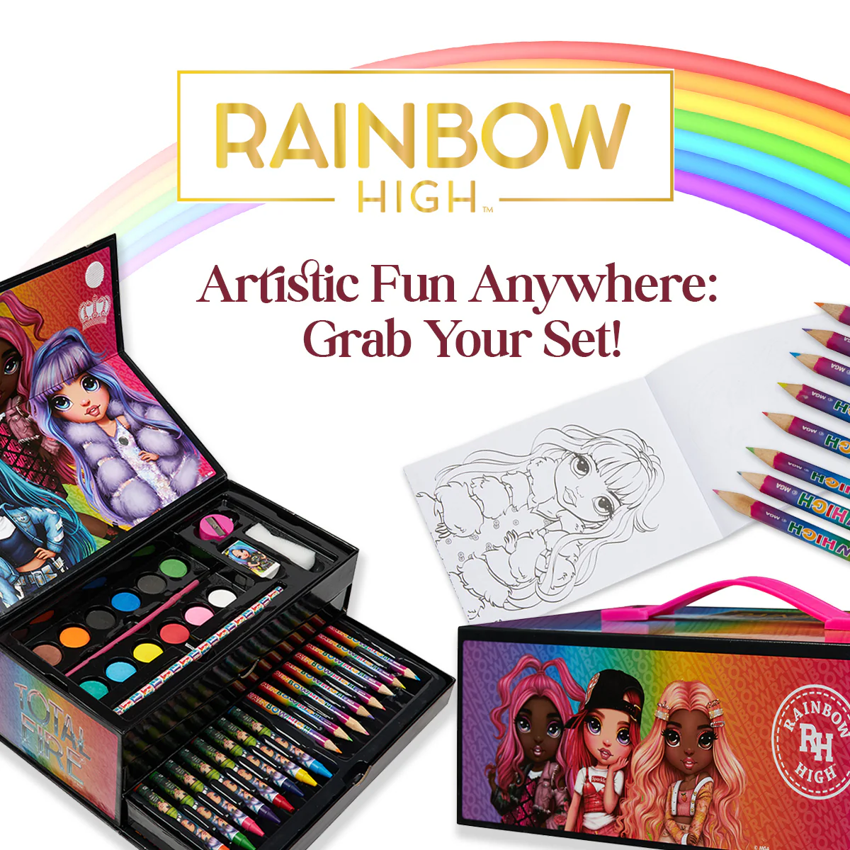 Rainbow High Art Set Kids 40 Plus Pieces Kids Colouring Sets - Image 2