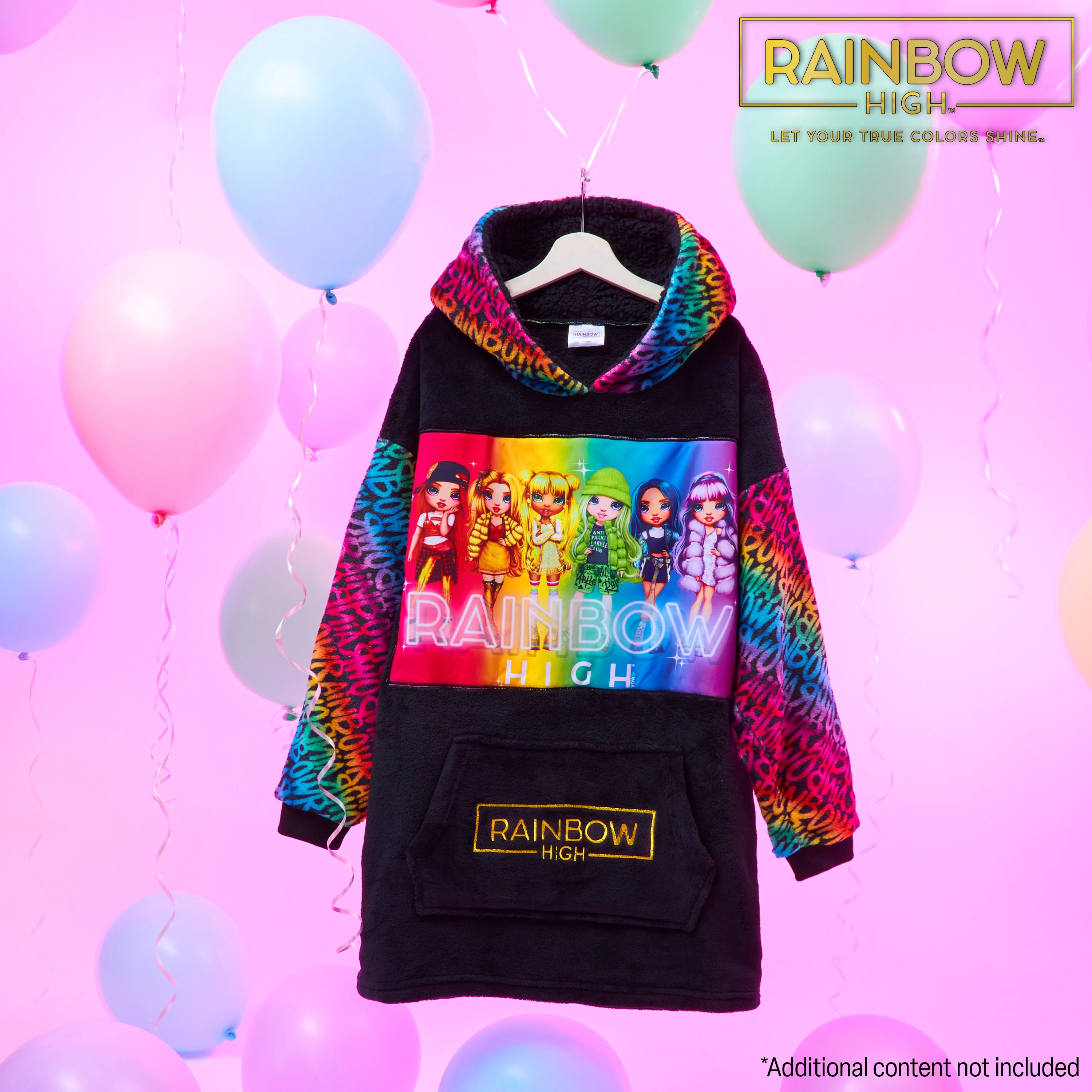 Rainbow High Fleece Hoodie Blanket for Girls , Rainbow High Hoodie - Image 2