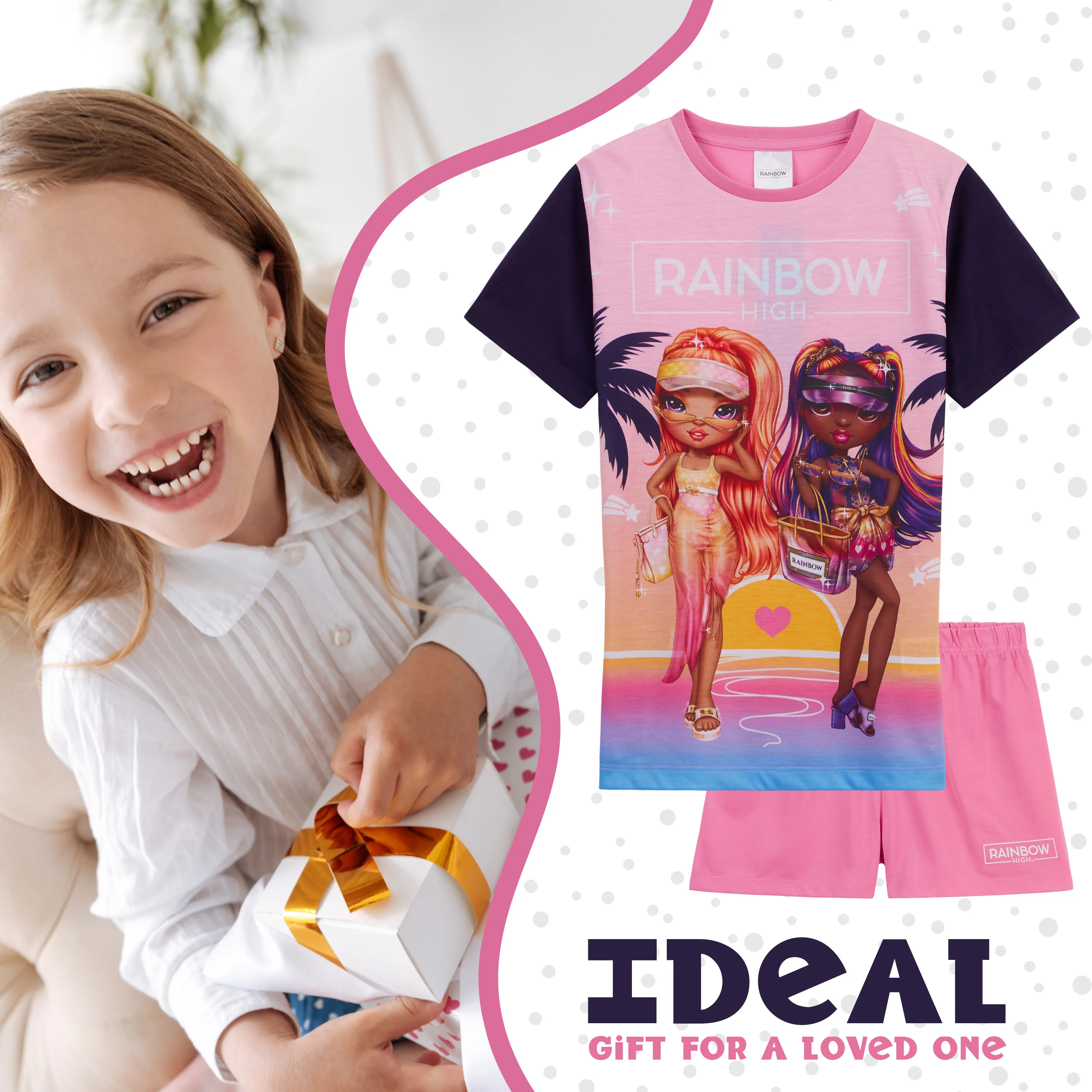 Rainbow High PJs for Girls Summer T-Shirt and Short Girls Pyjamas - Image 3