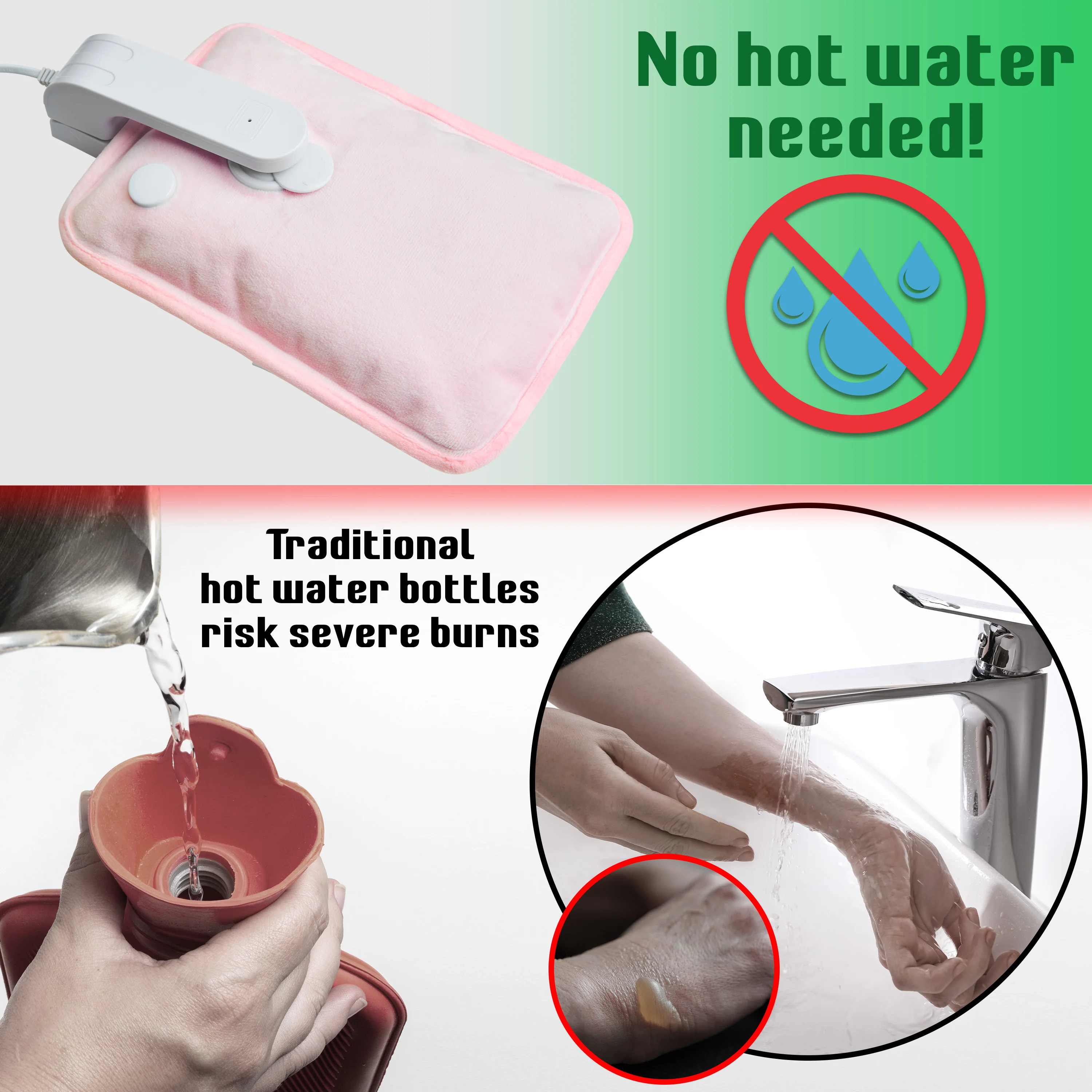 Rechargeable Electric Hot Water Bottle Heat Pad 6 Hour Warmth Temperature Control Detachable Lead Cosy Bed Warmer Hand Warmer Pouch Gifts - Image 5