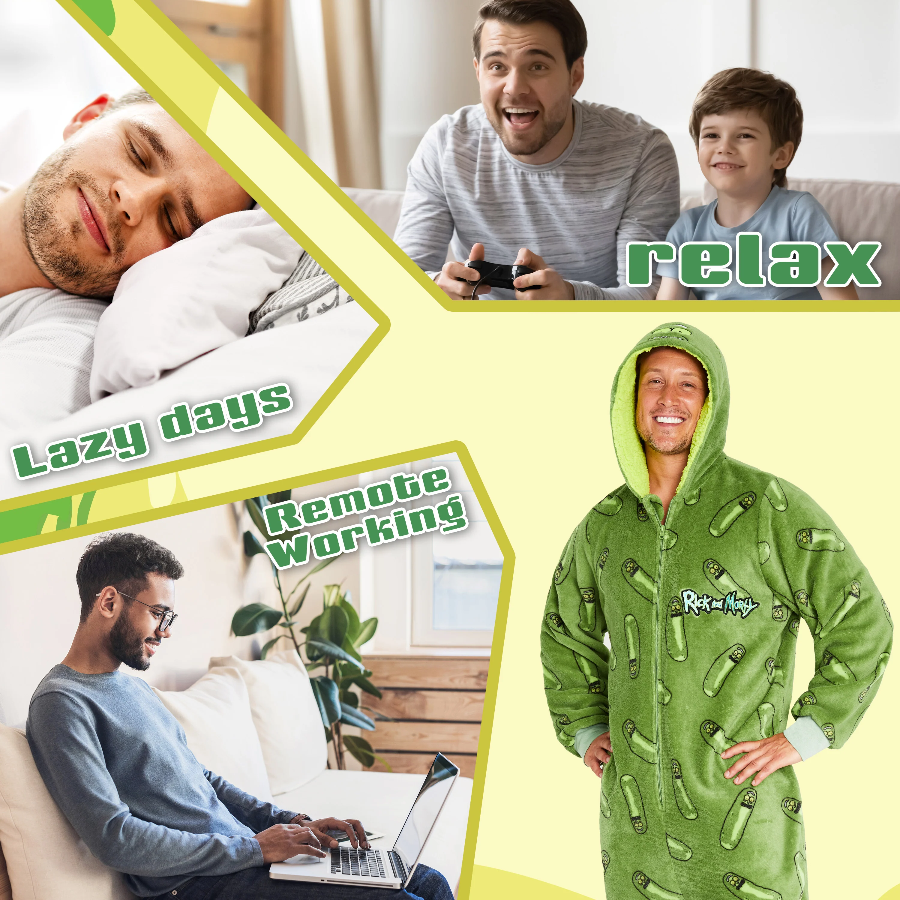 RICK AND MORTY Adult Onesie for Men Teenagers - Hooded Fluffy Fleece Onesies For Men S-2XL Lounge Wear - Gifts for Men - Image 5