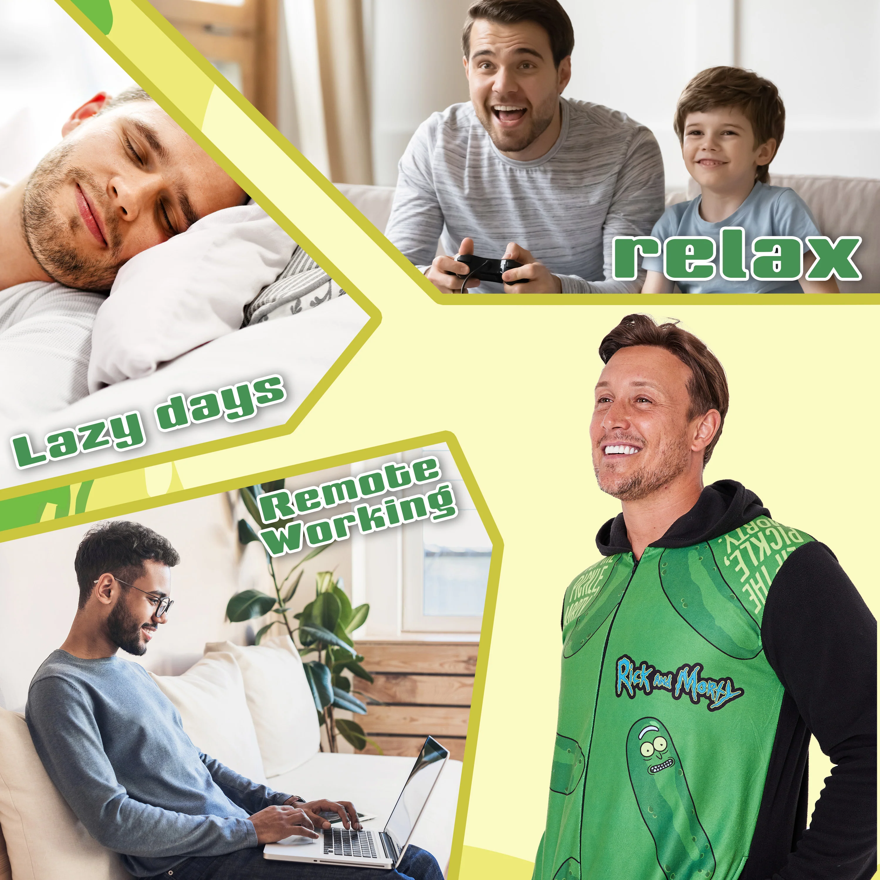 RICK AND MORTY Adult Onesie for Men - Black/Green - Image 5