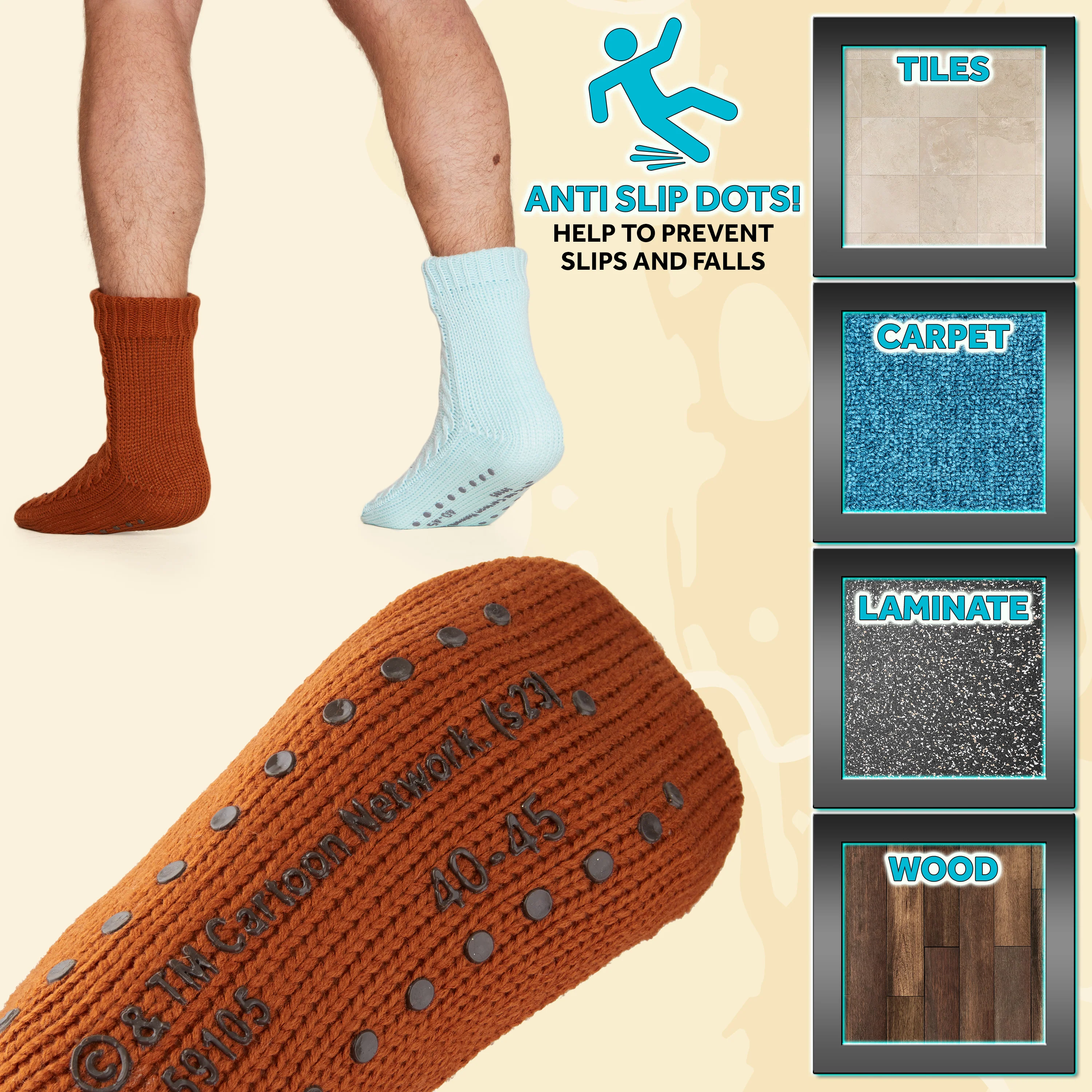 RICK AND MORTY Fluffy Socks for Men - Rust & Blue - Image 4
